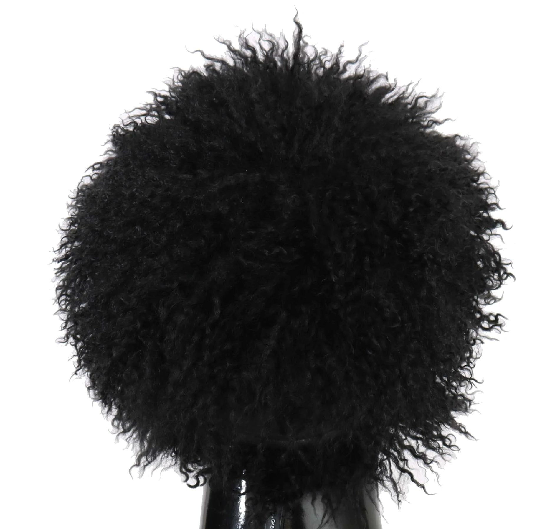 Dolce & Gabbana Black Tibet Lamb Fur Leather Gatsby Hat by Dolce & Gabbana