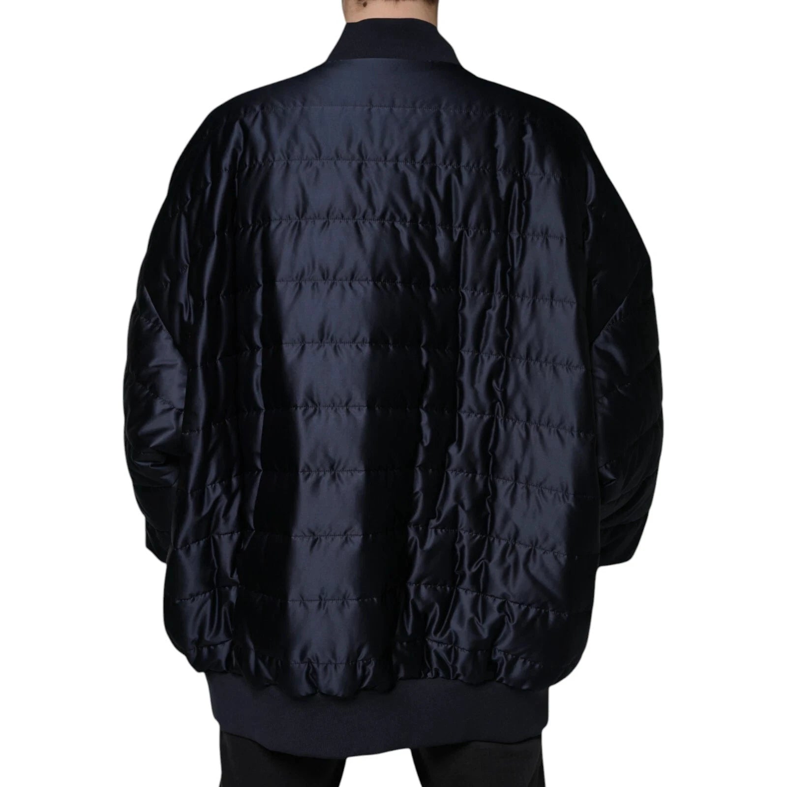 Dolce & Gabbana Dark Blue Quilted Full Zip Bomber Jacket by Dolce & Gabbana