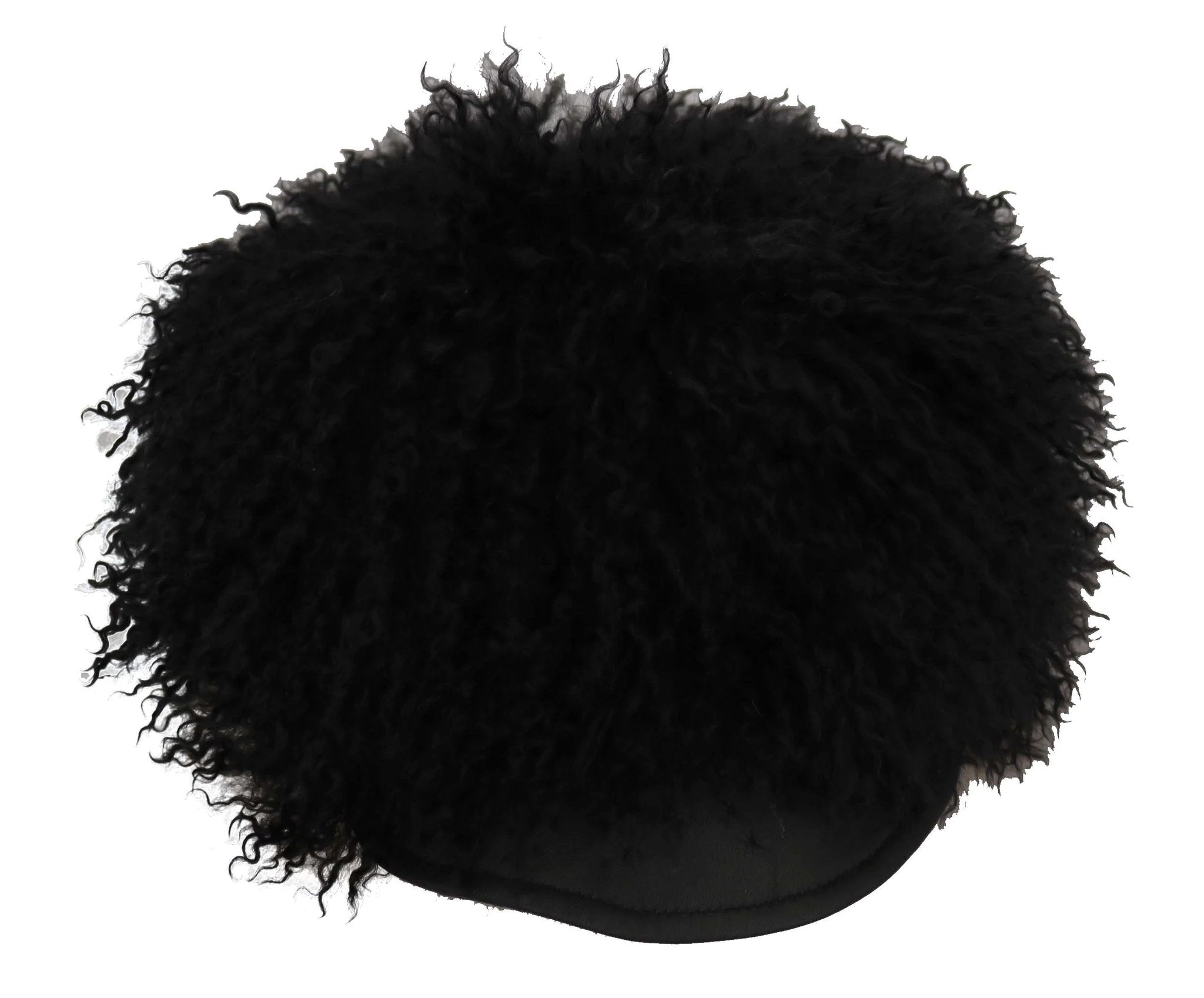 Dolce & Gabbana Black Tibet Lamb Fur Leather Gatsby Hat by Dolce & Gabbana