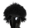 Dolce & Gabbana Black Tibet Lamb Fur Leather Gatsby Hat by Dolce & Gabbana