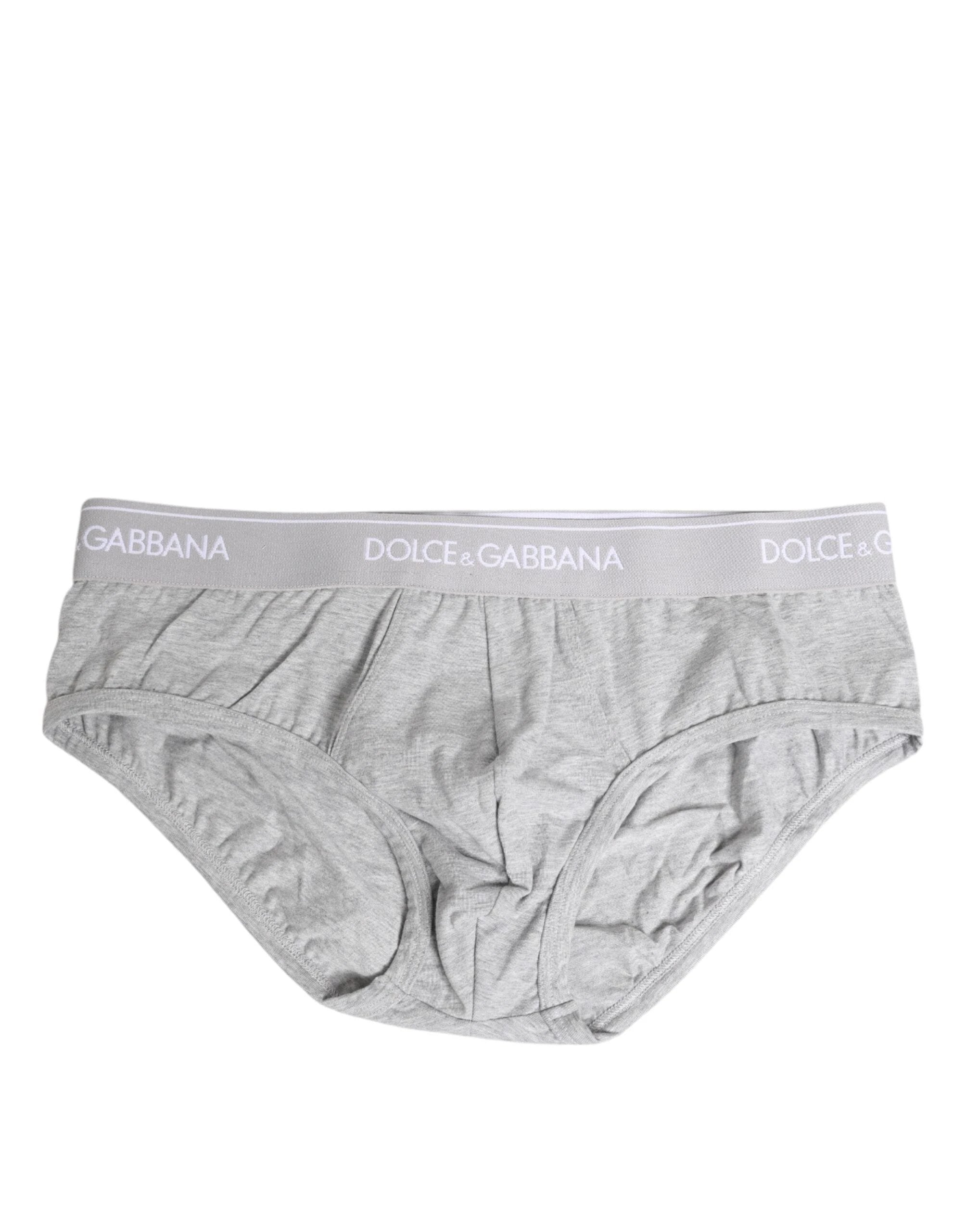 Dolce & Gabbana Gray Cotton Stretch Regular Brief Underwear by Dolce & Gabbana