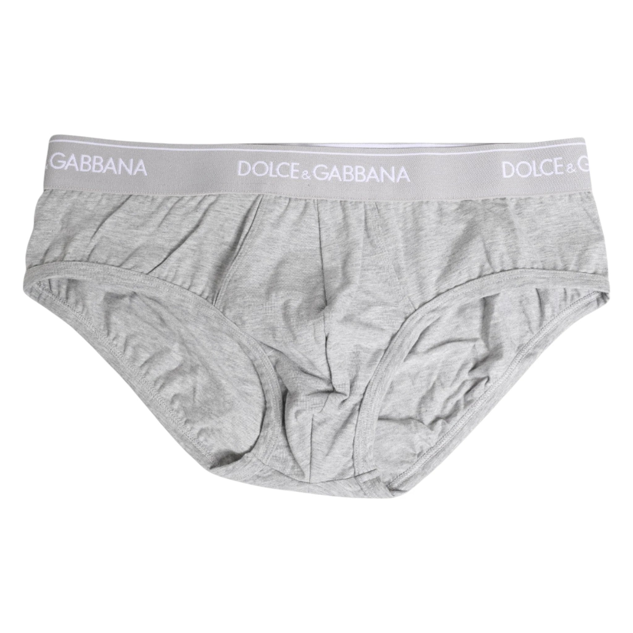 Dolce & Gabbana Gray Cotton Stretch Regular Brief Underwear by Dolce & Gabbana