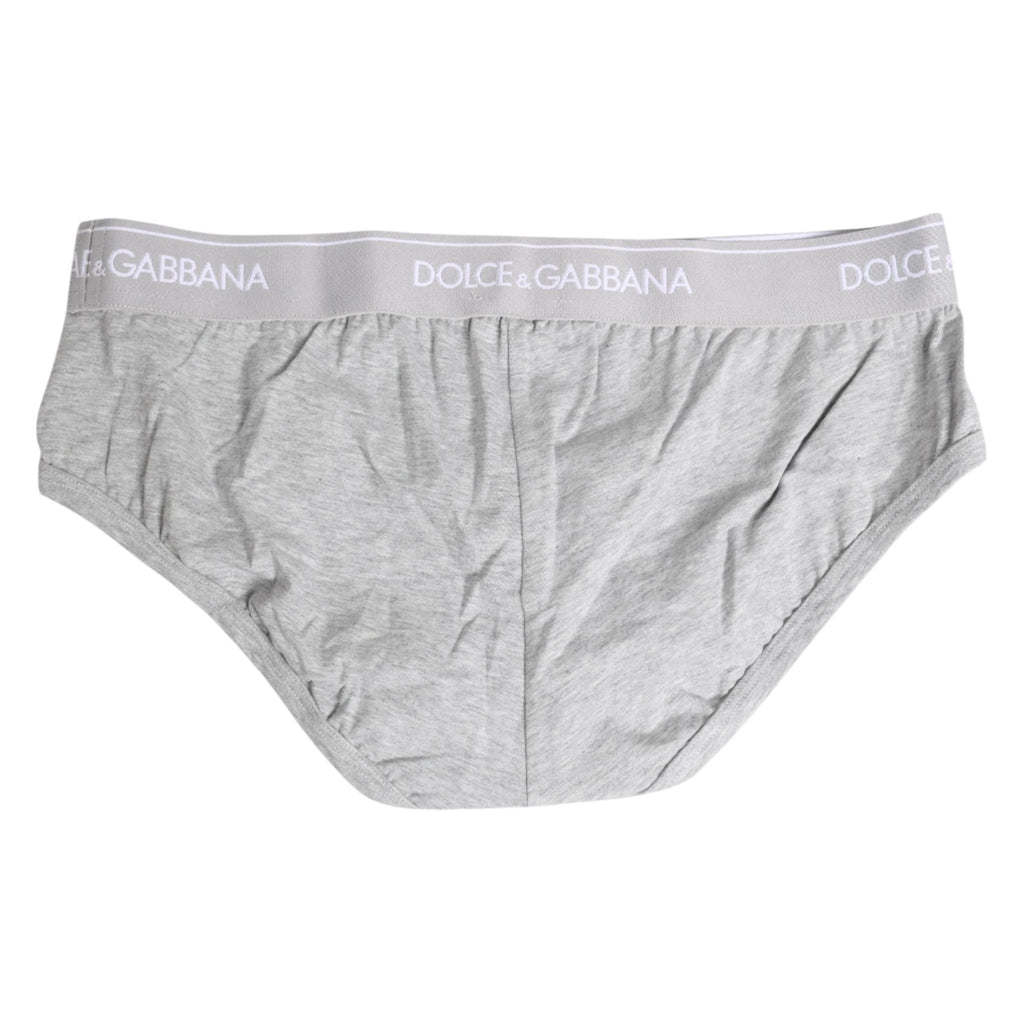Dolce & Gabbana Gray Cotton Stretch Regular Brief Underwear by Dolce & Gabbana