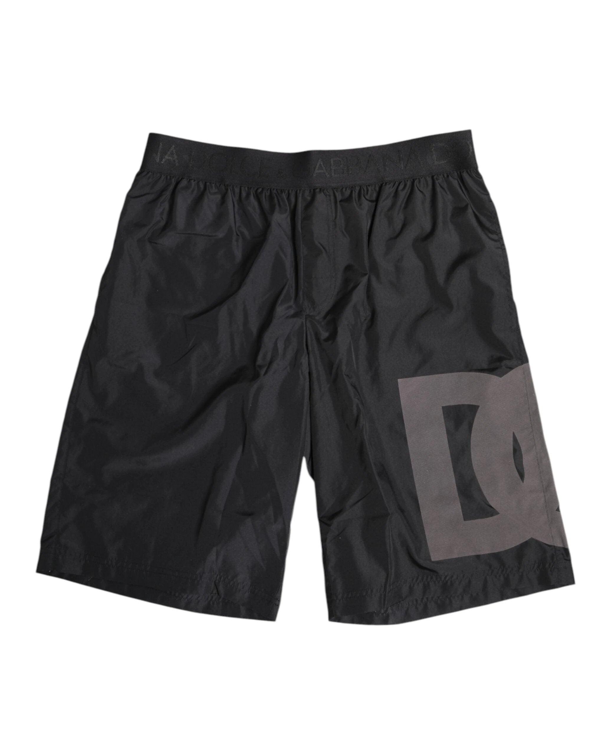 Dolce & Gabbana Black Logo Print Beachwear Men Shorts Swimwear by Dolce & Gabbana