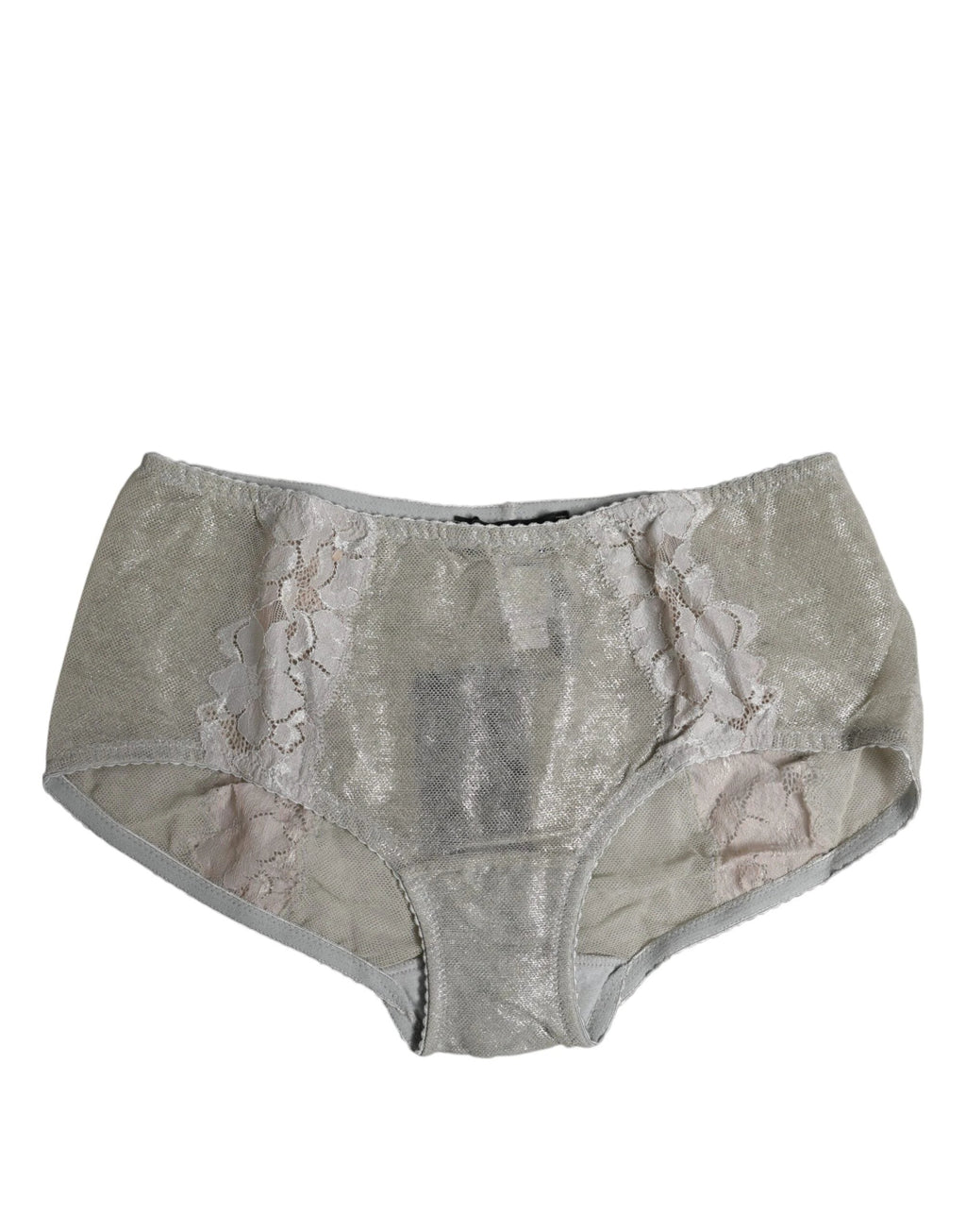 Dolce & Gabbana Gray Cotton Floral Lace High Waist Panty Underwear by Dolce & Gabbana