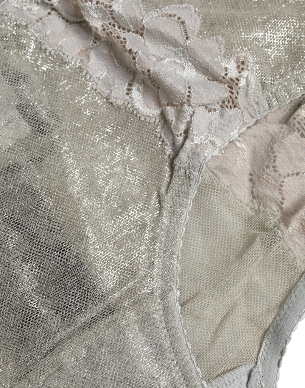 Dolce & Gabbana Gray Cotton Floral Lace High Waist Panty Underwear by Dolce & Gabbana