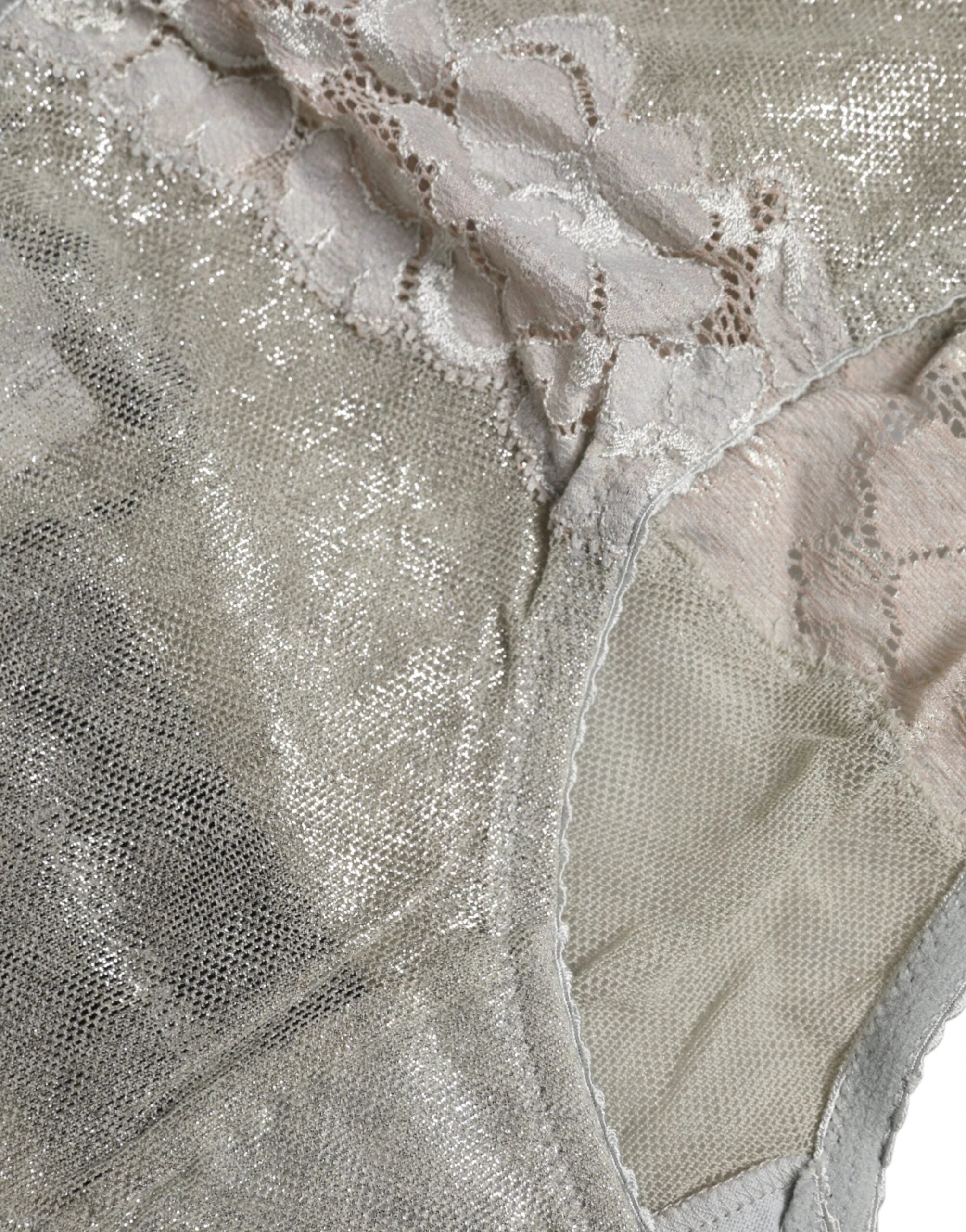 Dolce & Gabbana Gray Cotton Floral Lace High Waist Panty Underwear by Dolce & Gabbana