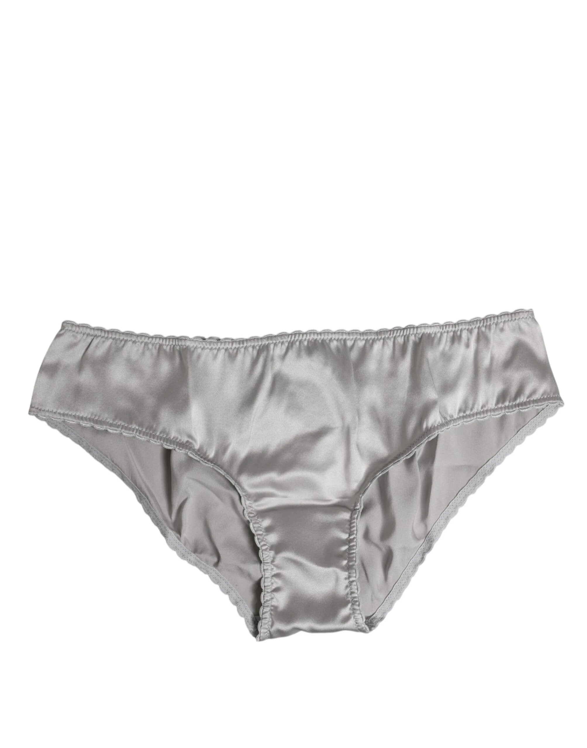 Dolce & Gabbana Gray Silk Stretch Bottom Low Waist Panty Underwear by Dolce & Gabbana