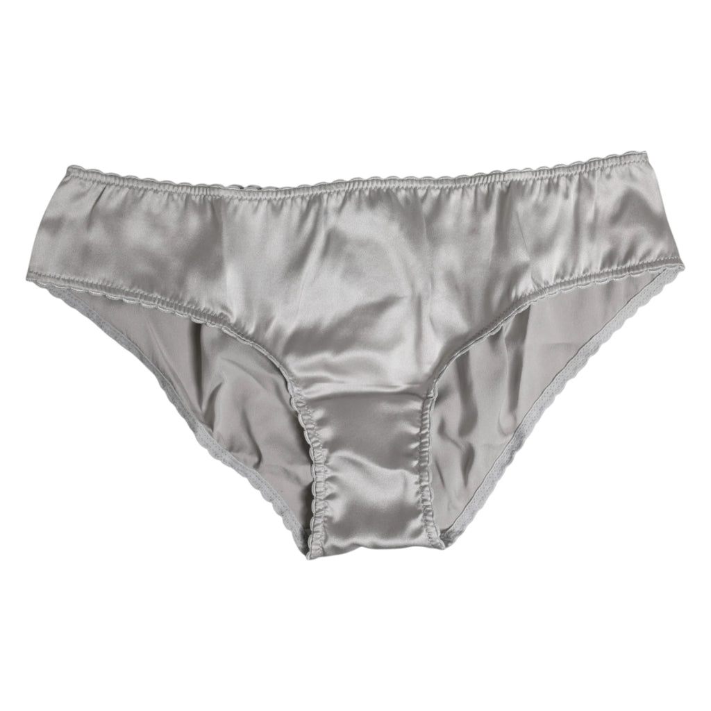 Dolce & Gabbana Gray Silk Stretch Bottom Low Waist Panty Underwear by Dolce & Gabbana