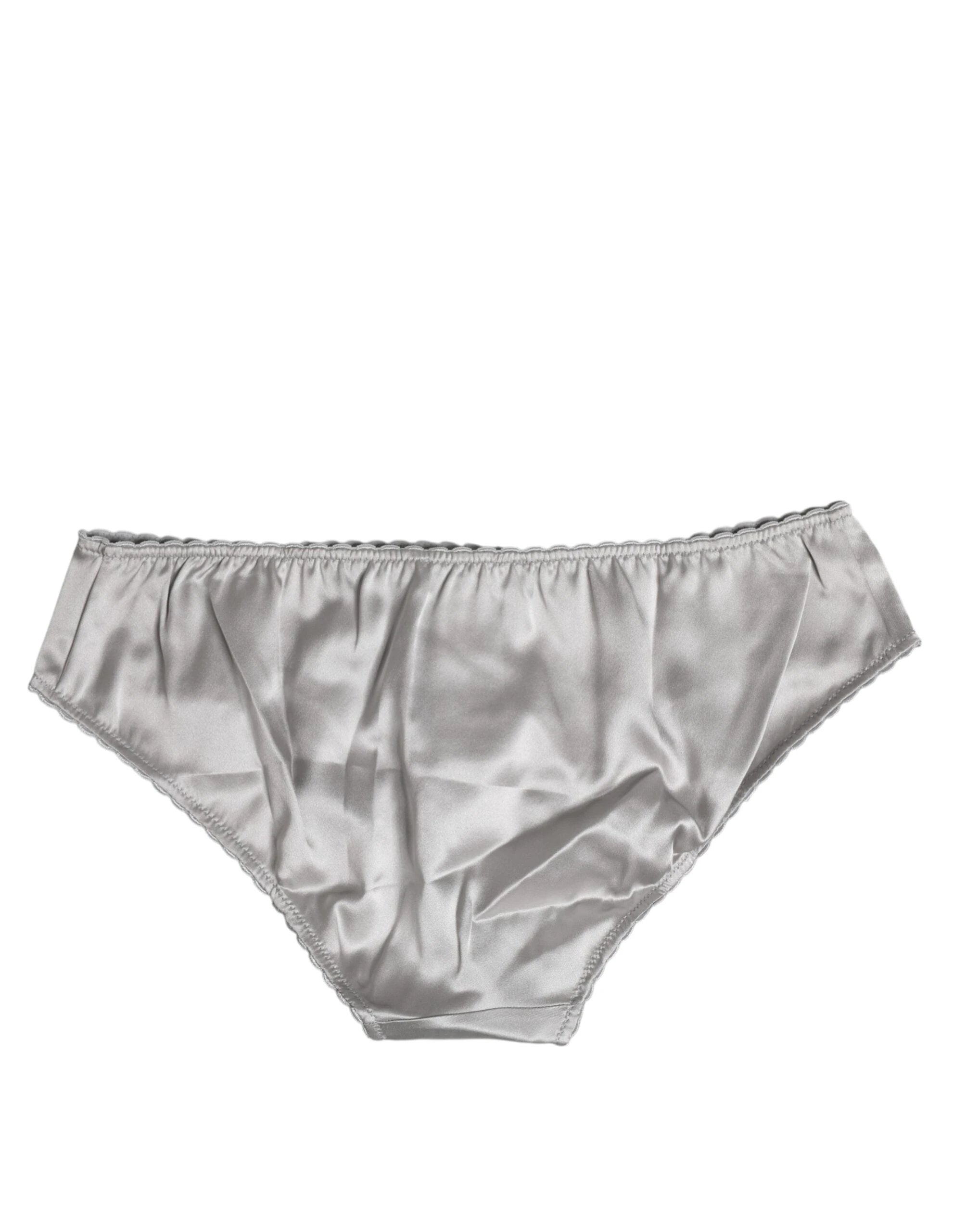 Dolce & Gabbana Gray Silk Stretch Bottom Low Waist Panty Underwear by Dolce & Gabbana