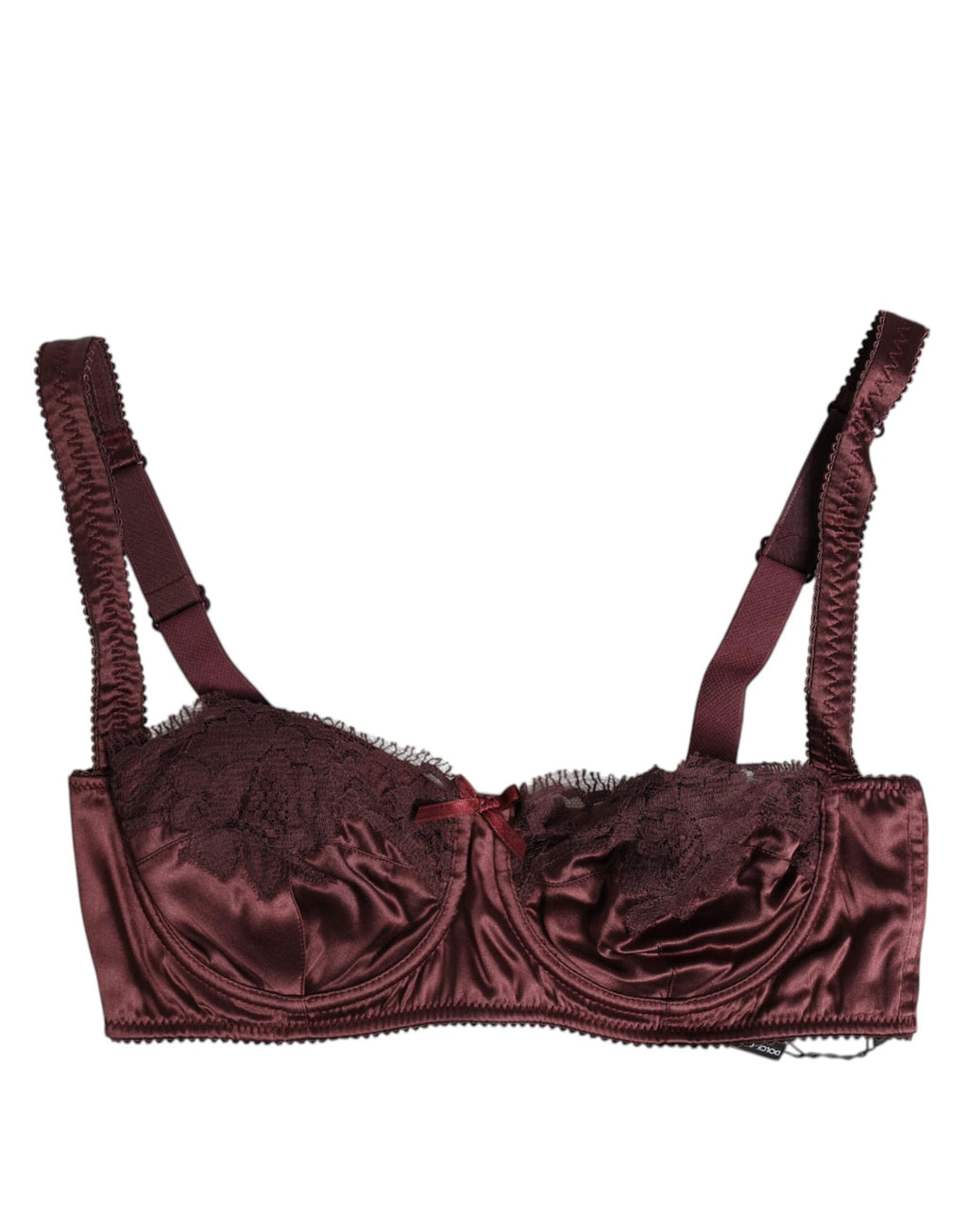 Dolce & Gabbana Burgundy Silk Underwired Balconette Bra Underwear by Dolce & Gabbana
