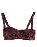 Dolce & Gabbana Burgundy Silk Underwired Balconette Bra Underwear by Dolce & Gabbana