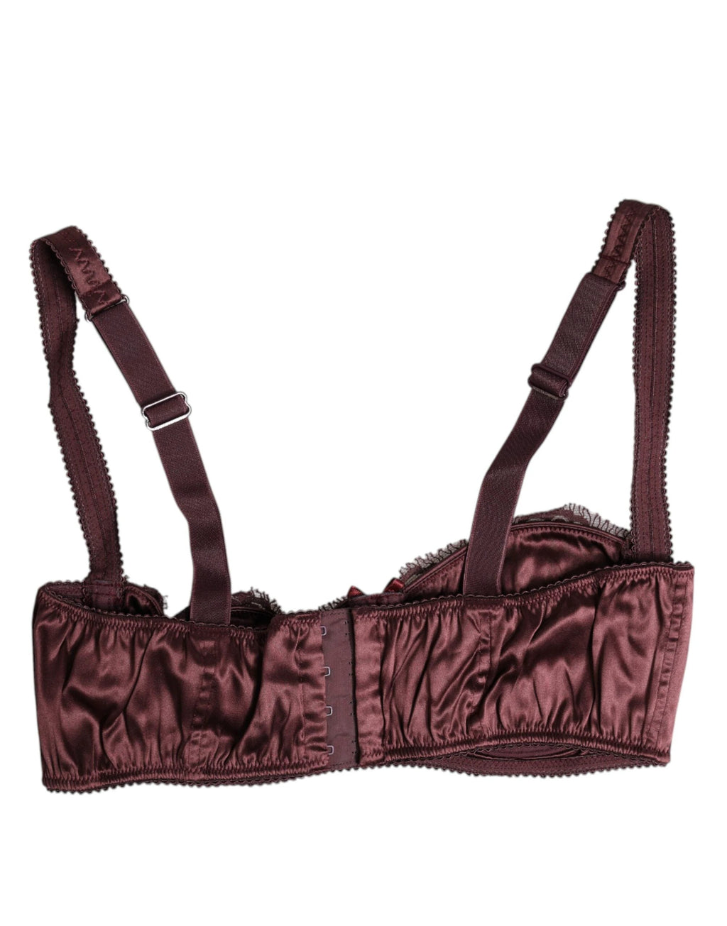Dolce & Gabbana Burgundy Silk Underwired Balconette Bra Underwear by Dolce & Gabbana