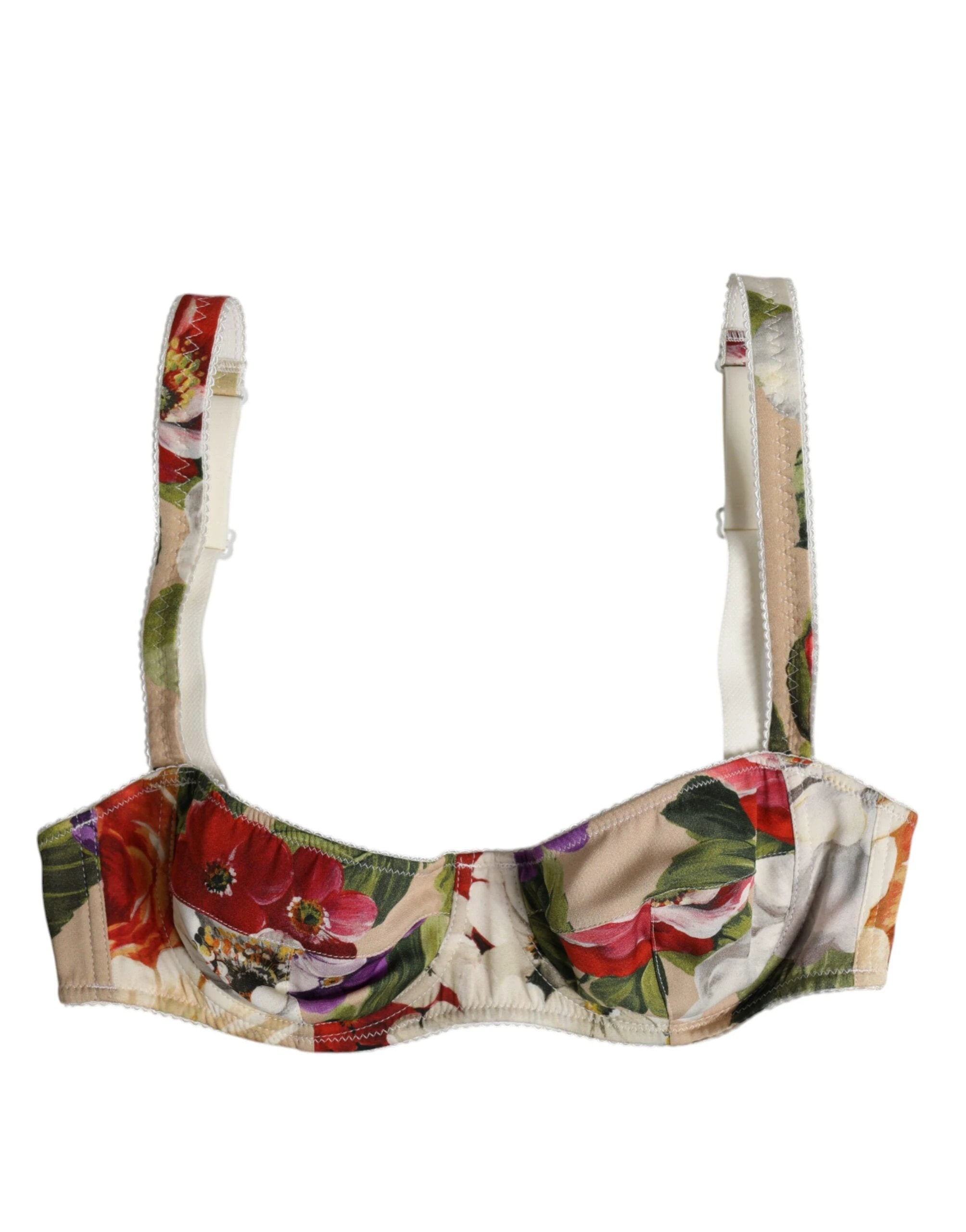 Dolce & Gabbana Beige Floral Balconcino Underwired Bra Underwear by Dolce & Gabbana
