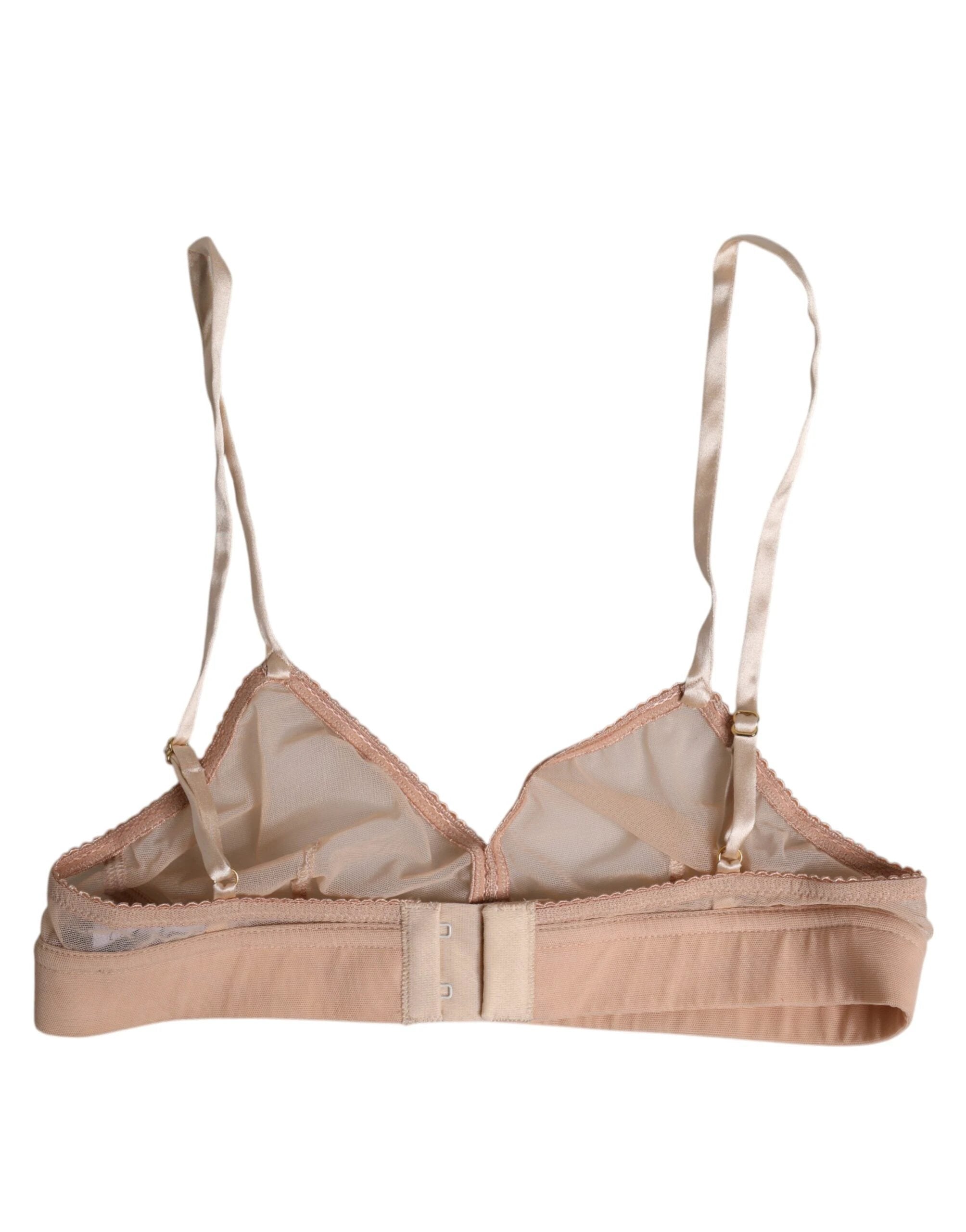 Dolce & Gabbana Powder Pink Nylon DG Logo Non Wire Bra Underwear by Dolce & Gabbana