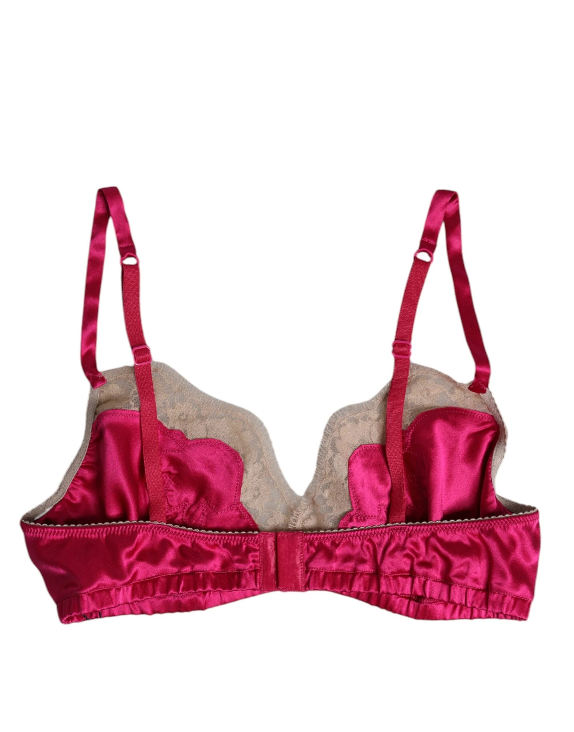Dolce & Gabbana Magenta Floral Lace Silk Non Wire Bra Underwear by Dolce & Gabbana