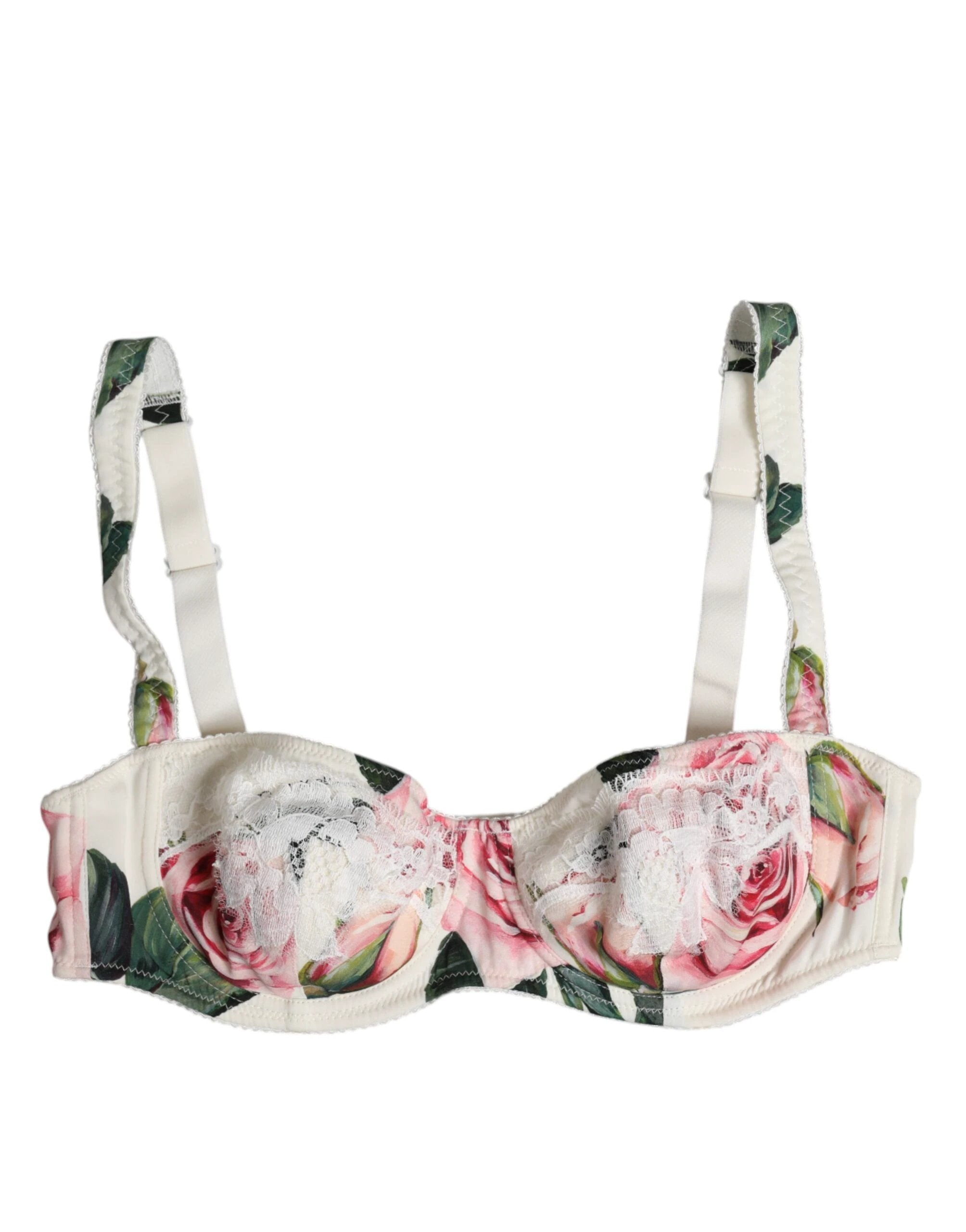 Dolce & Gabbana White Floral Balconette Underwired Bra Underwear by Dolce & Gabbana