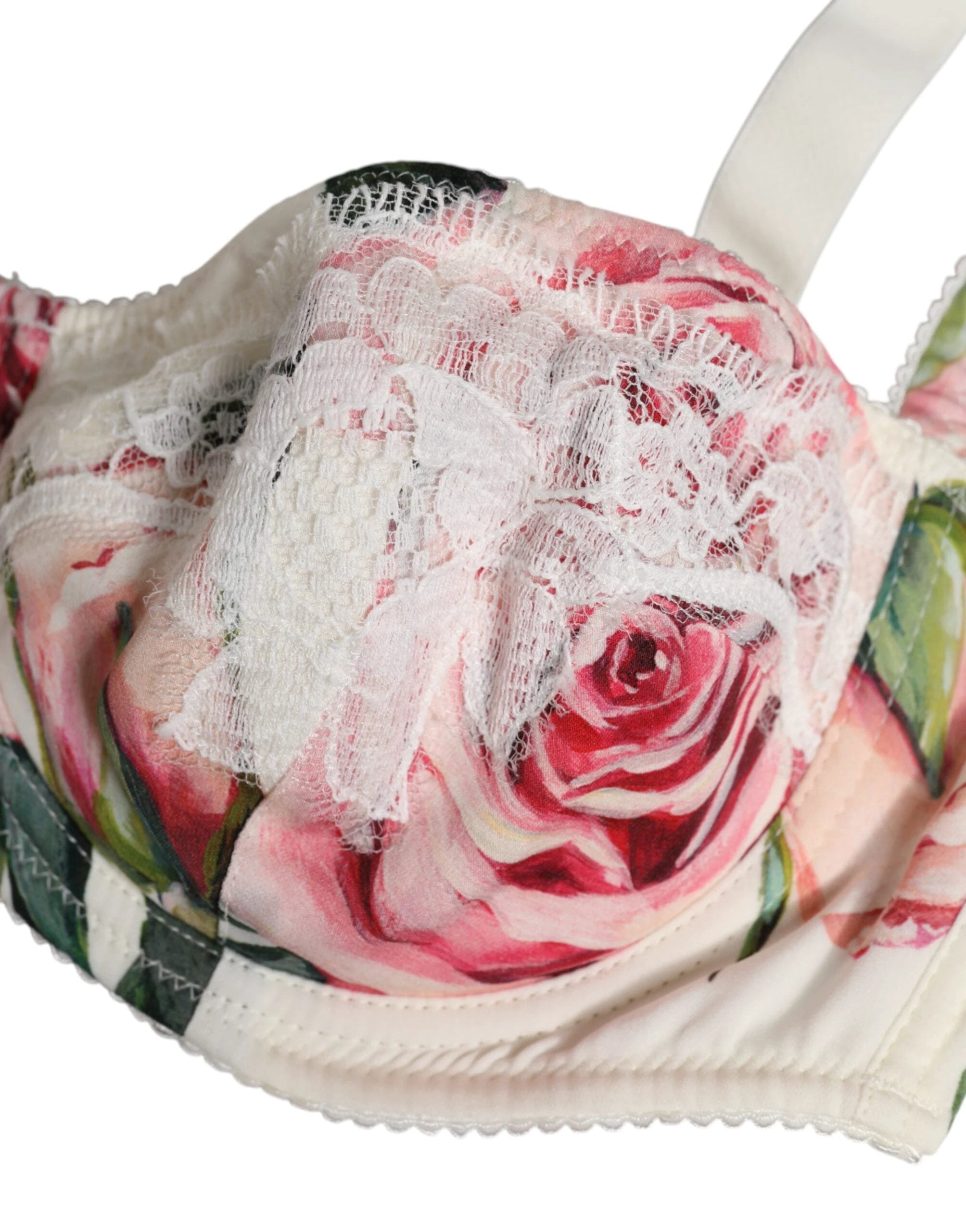Dolce & Gabbana White Floral Balconette Underwired Bra Underwear by Dolce & Gabbana