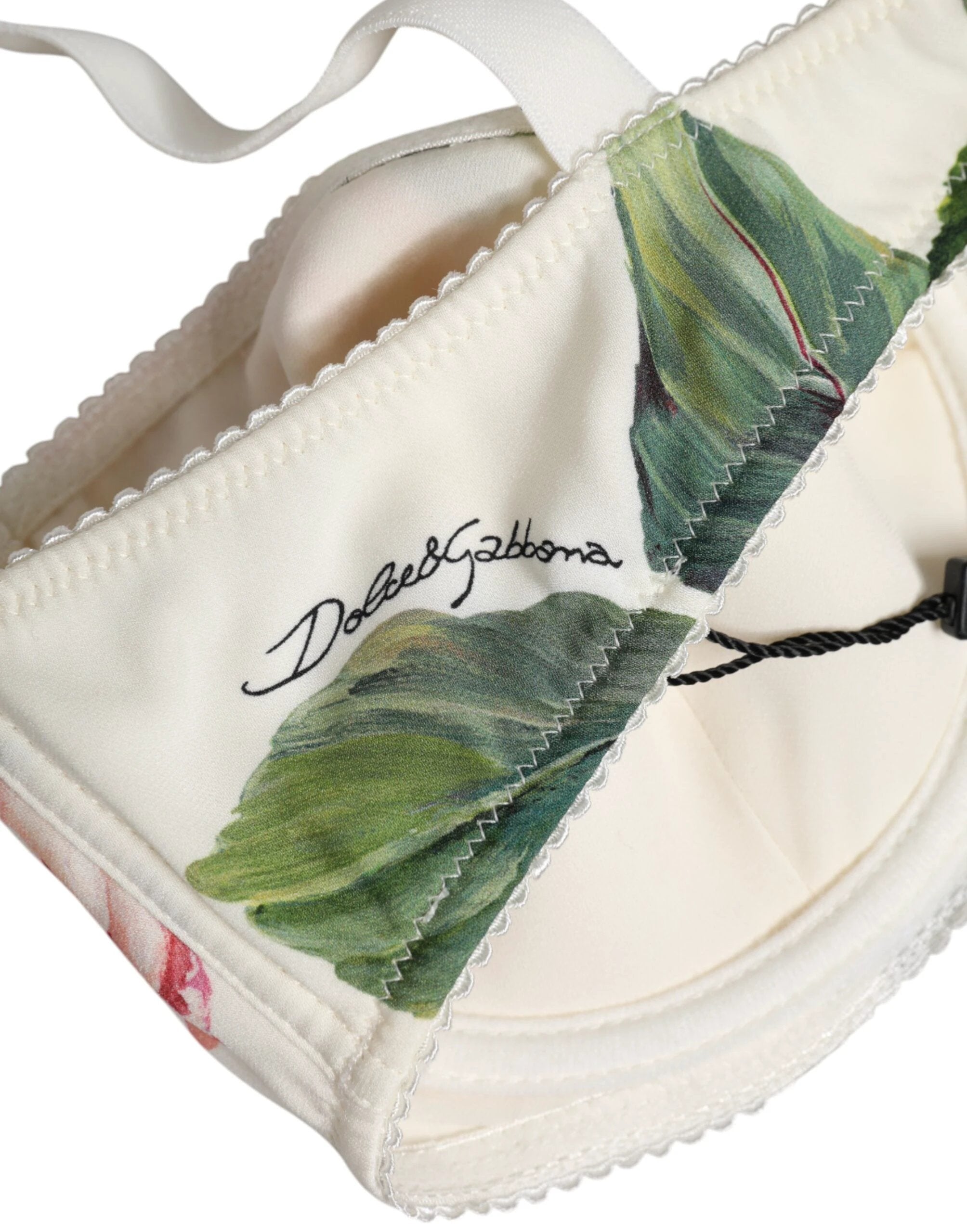 Dolce & Gabbana White Floral Balconette Underwired Bra Underwear by Dolce & Gabbana