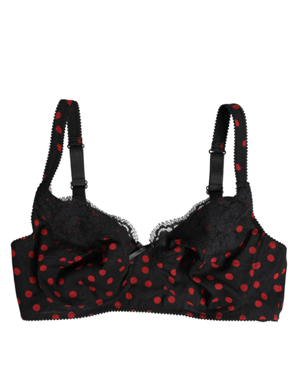 Dolce & Gabbana Black Red Polka Dot Underwired Balconette Underwear by Dolce & Gabbana