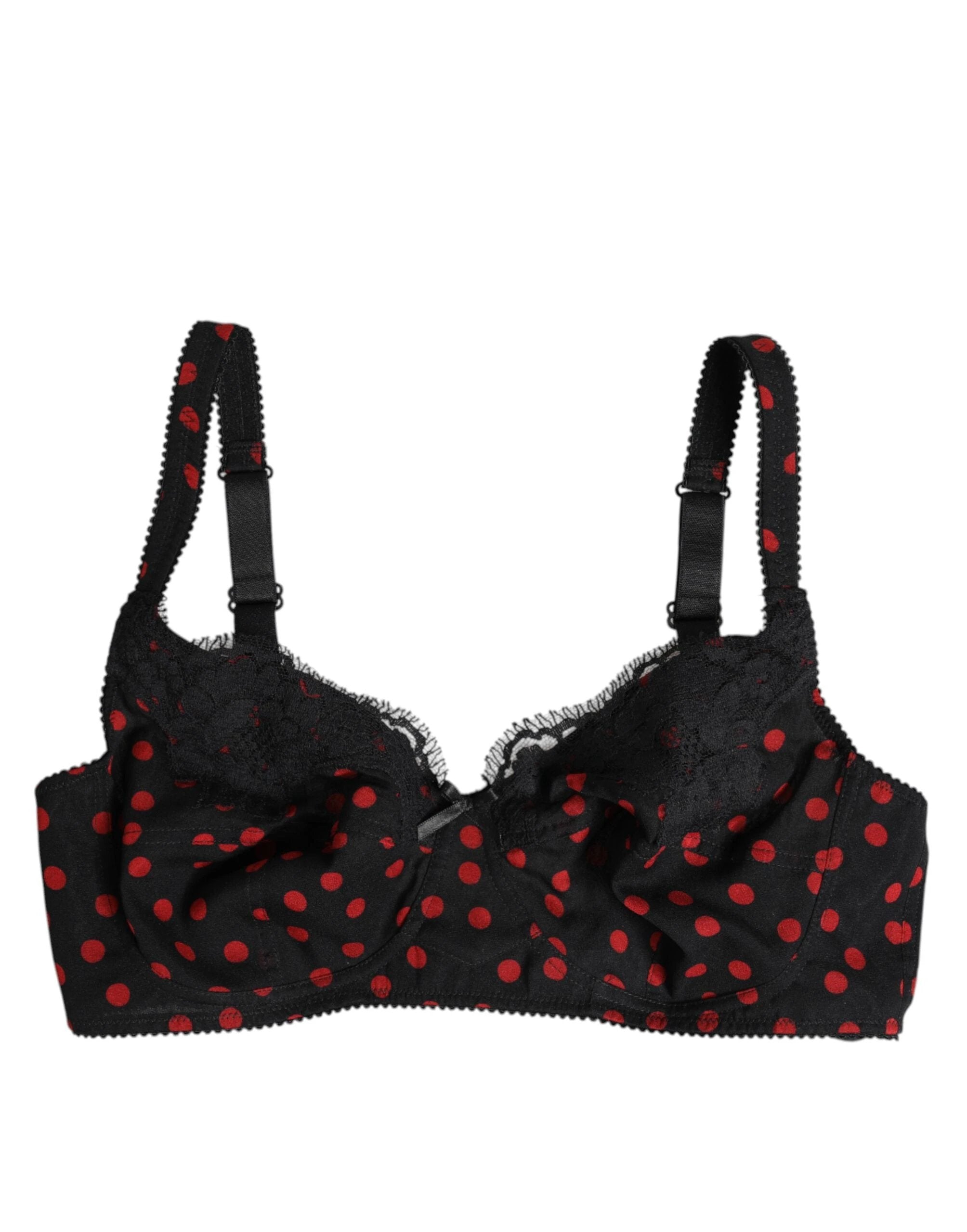 Dolce & Gabbana Black Red Polka Dot Underwired Balconette Underwear by Dolce & Gabbana