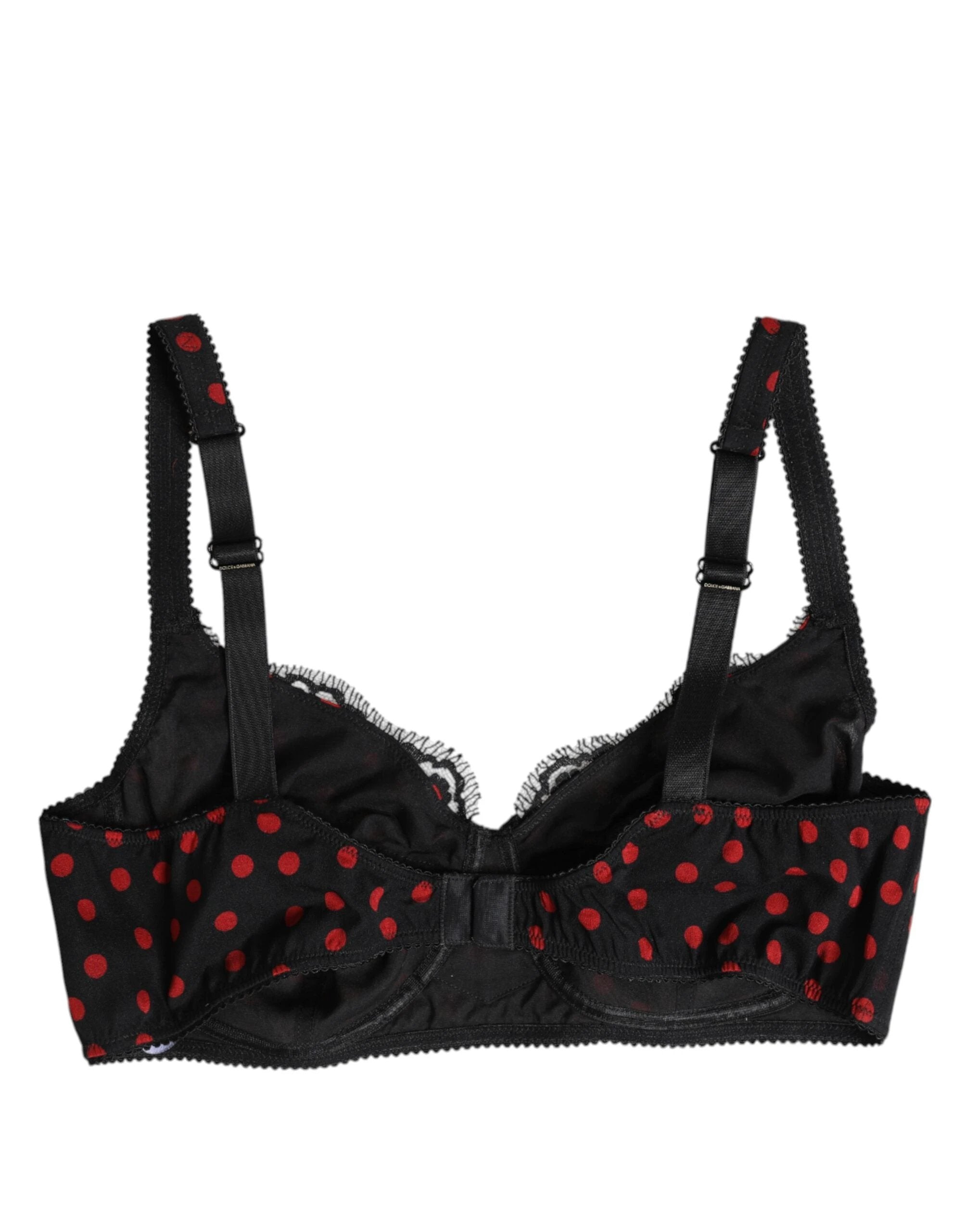 Dolce & Gabbana Black Red Polka Dot Underwired Balconette Underwear by Dolce & Gabbana