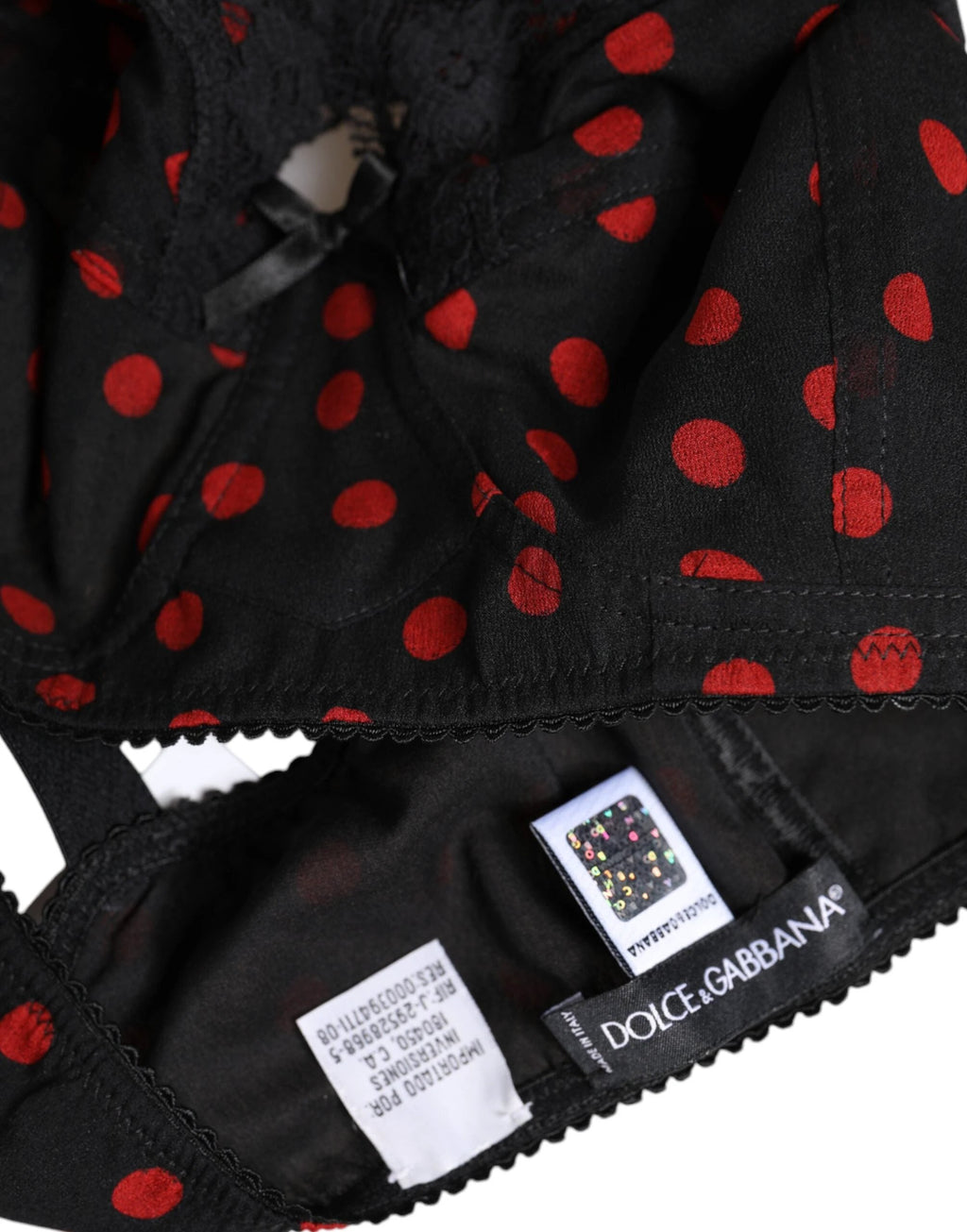 Dolce & Gabbana Black Red Polka Dot Underwired Balconette Underwear by Dolce & Gabbana
