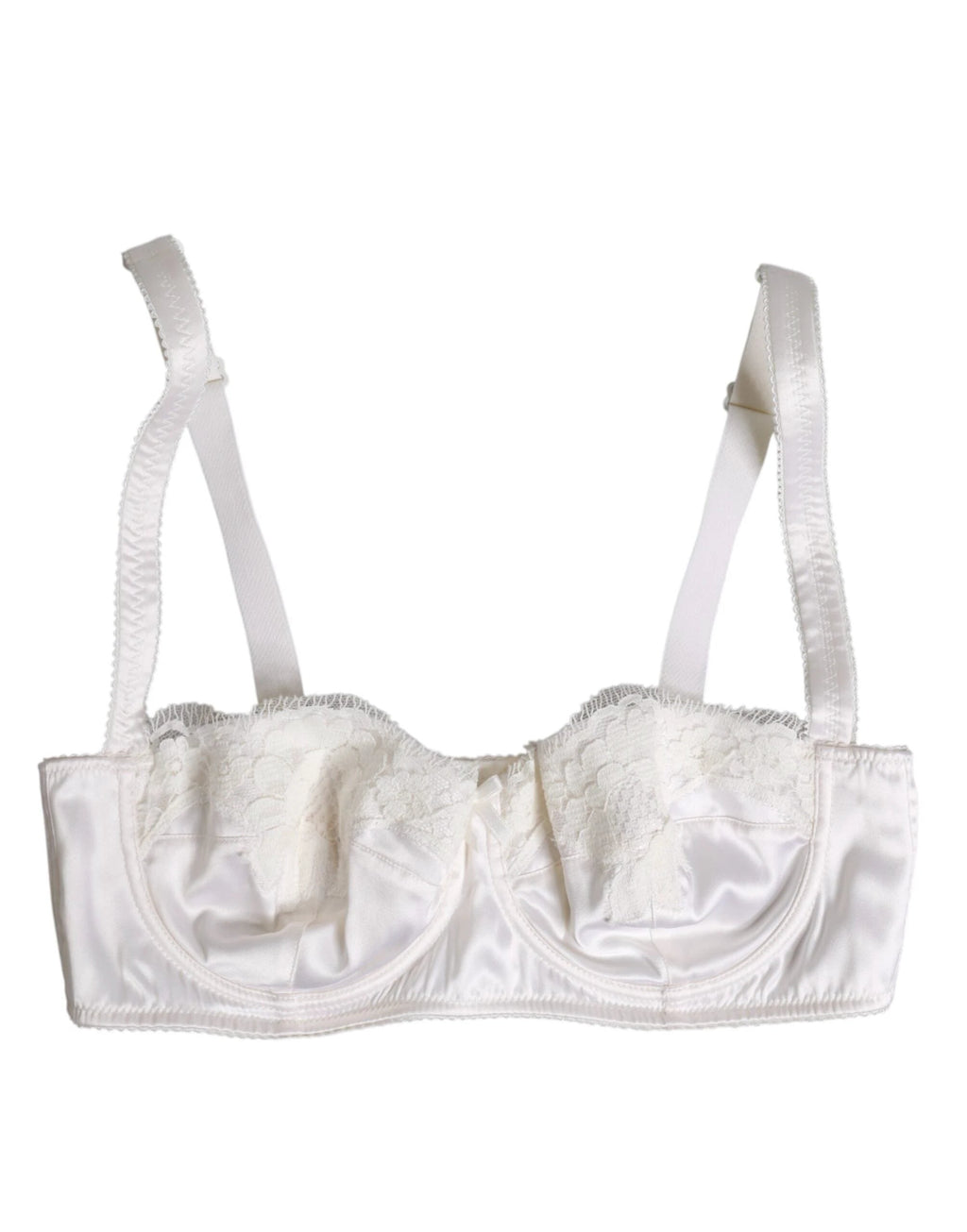 Dolce & Gabbana White Silk Underwired Balconette Bra Underwear by Dolce & Gabbana