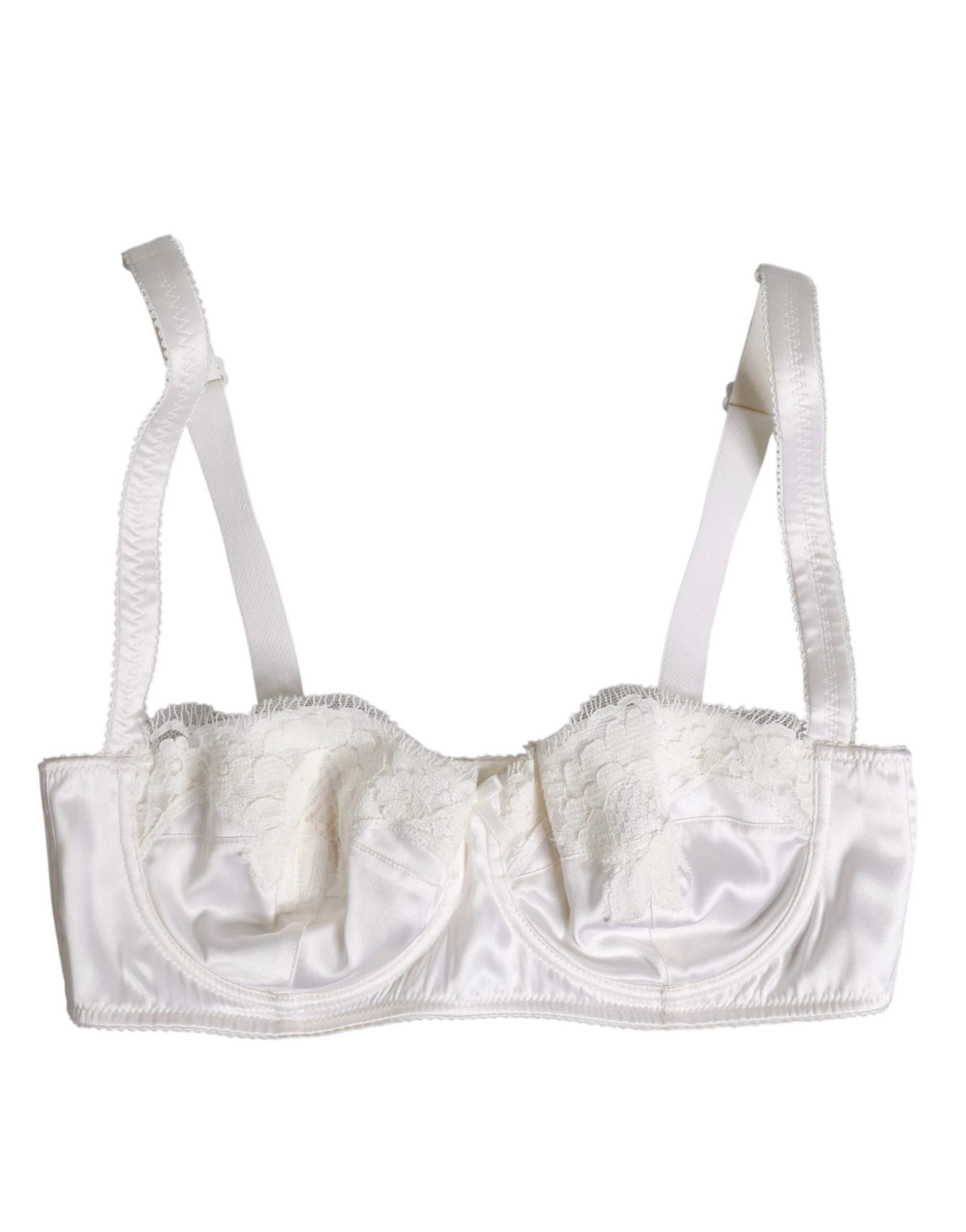 Dolce & Gabbana White Silk Underwired Balconette Bra Underwear by Dolce & Gabbana