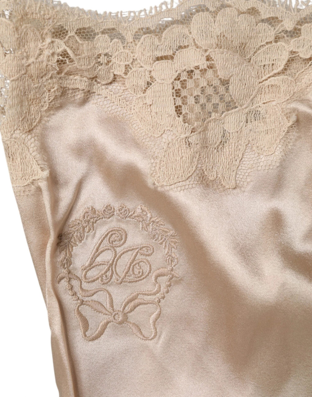 Dolce & Gabbana Beige Lace Silk Satin Tank Lingerie Underwear by Dolce & Gabbana