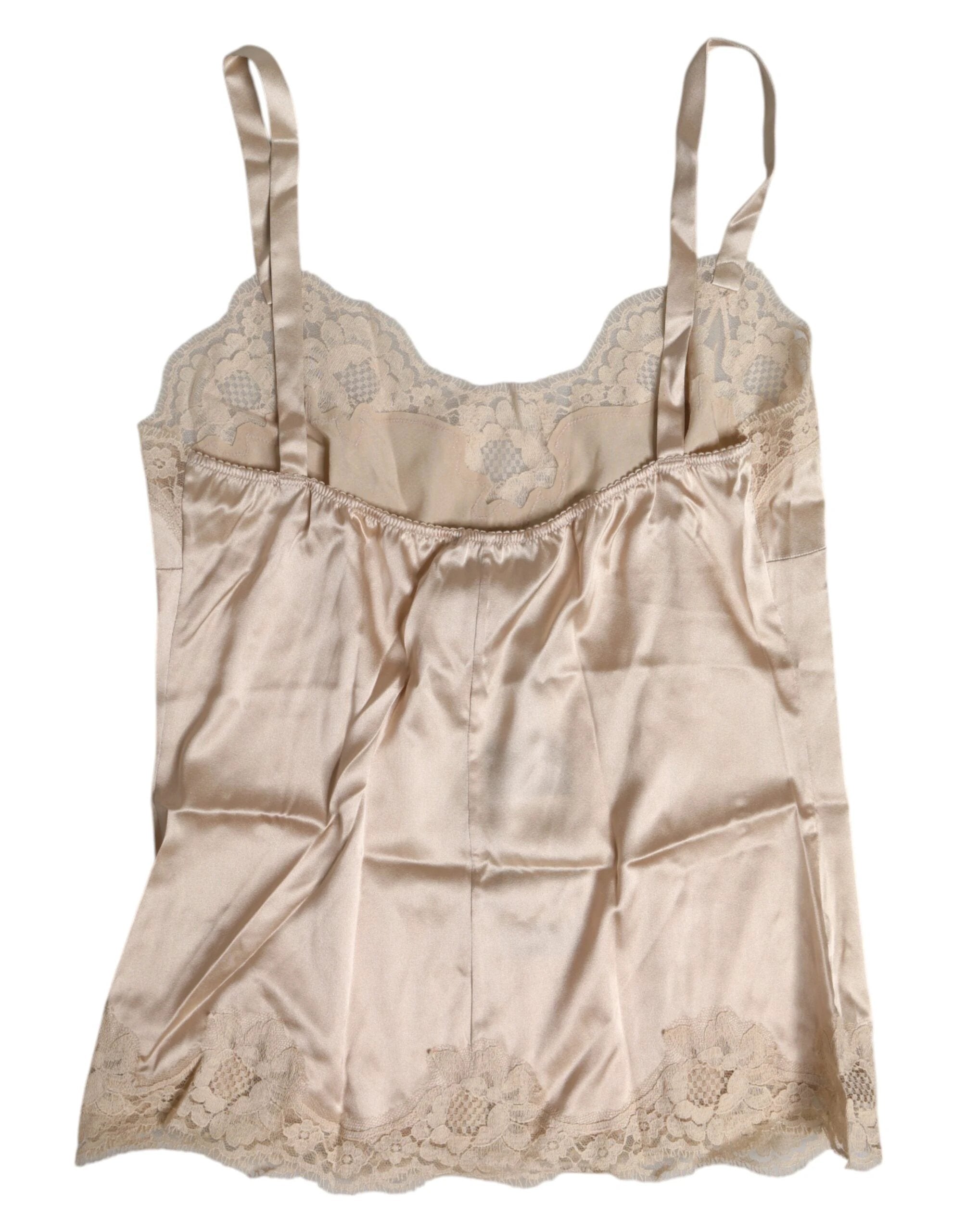 Dolce & Gabbana Beige Lace Silk Satin Tank Lingerie Underwear by Dolce & Gabbana