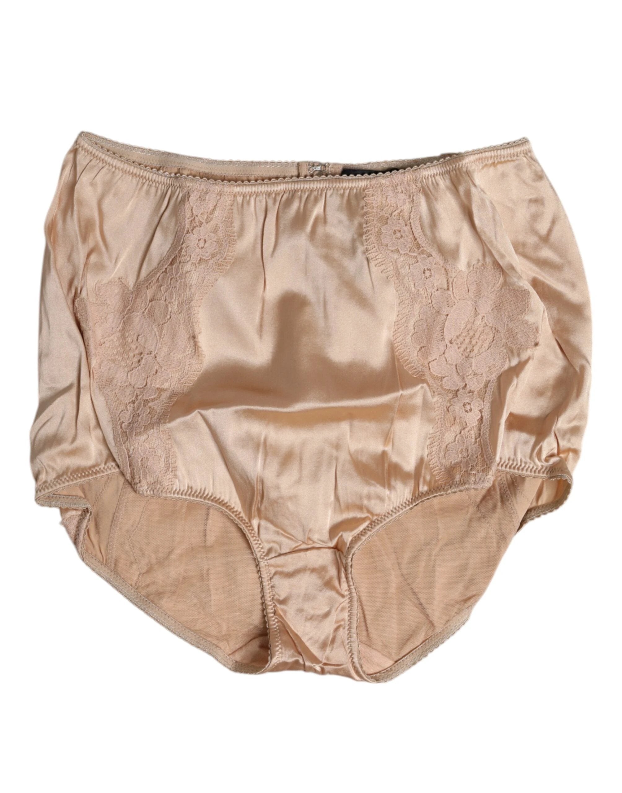 Dolce & Gabbana Beige Silk Lace High Waist Bikini Panty Underwear by Dolce & Gabbana