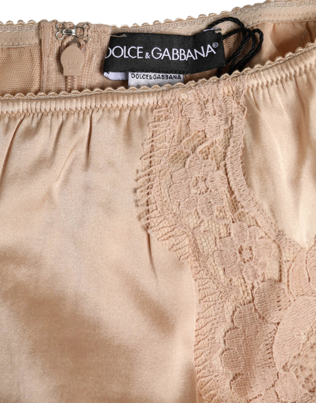 Dolce & Gabbana Beige Silk Lace High Waist Bikini Panty Underwear by Dolce & Gabbana