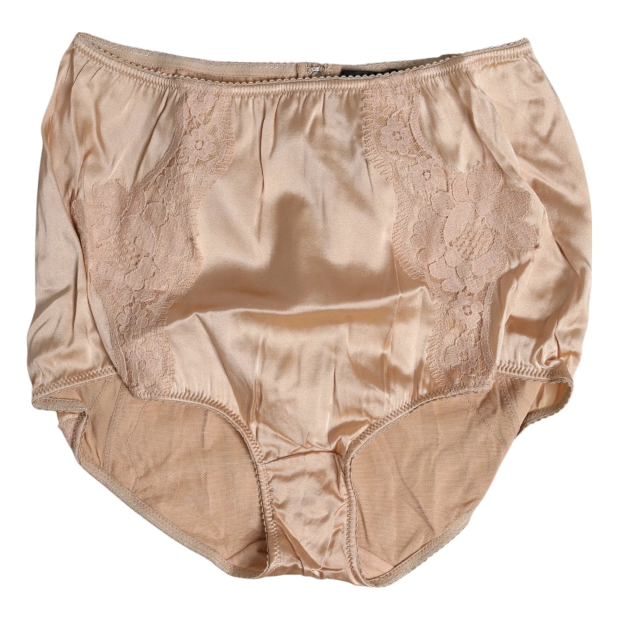 Dolce & Gabbana Beige Silk Lace High Waist Bikini Panty Underwear by Dolce & Gabbana