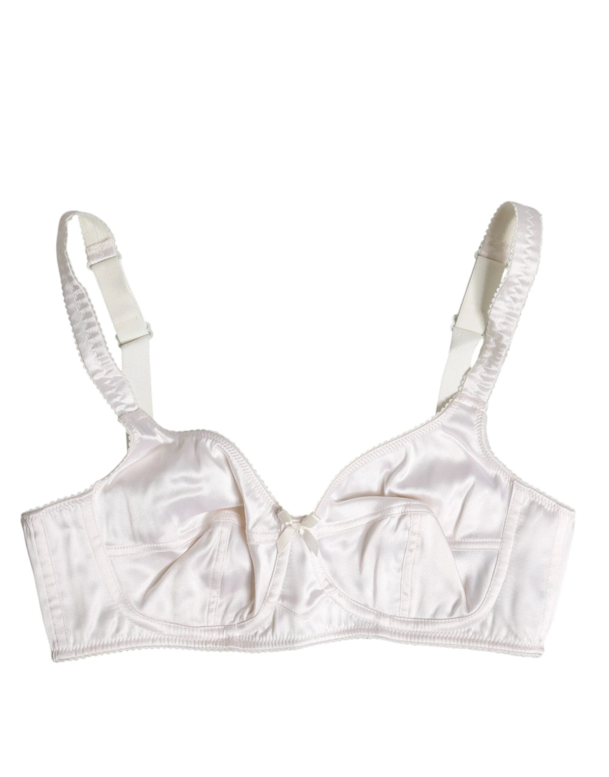 Dolce & Gabbana White Silk Balconette Non Wire Bra Underwear by Dolce & Gabbana