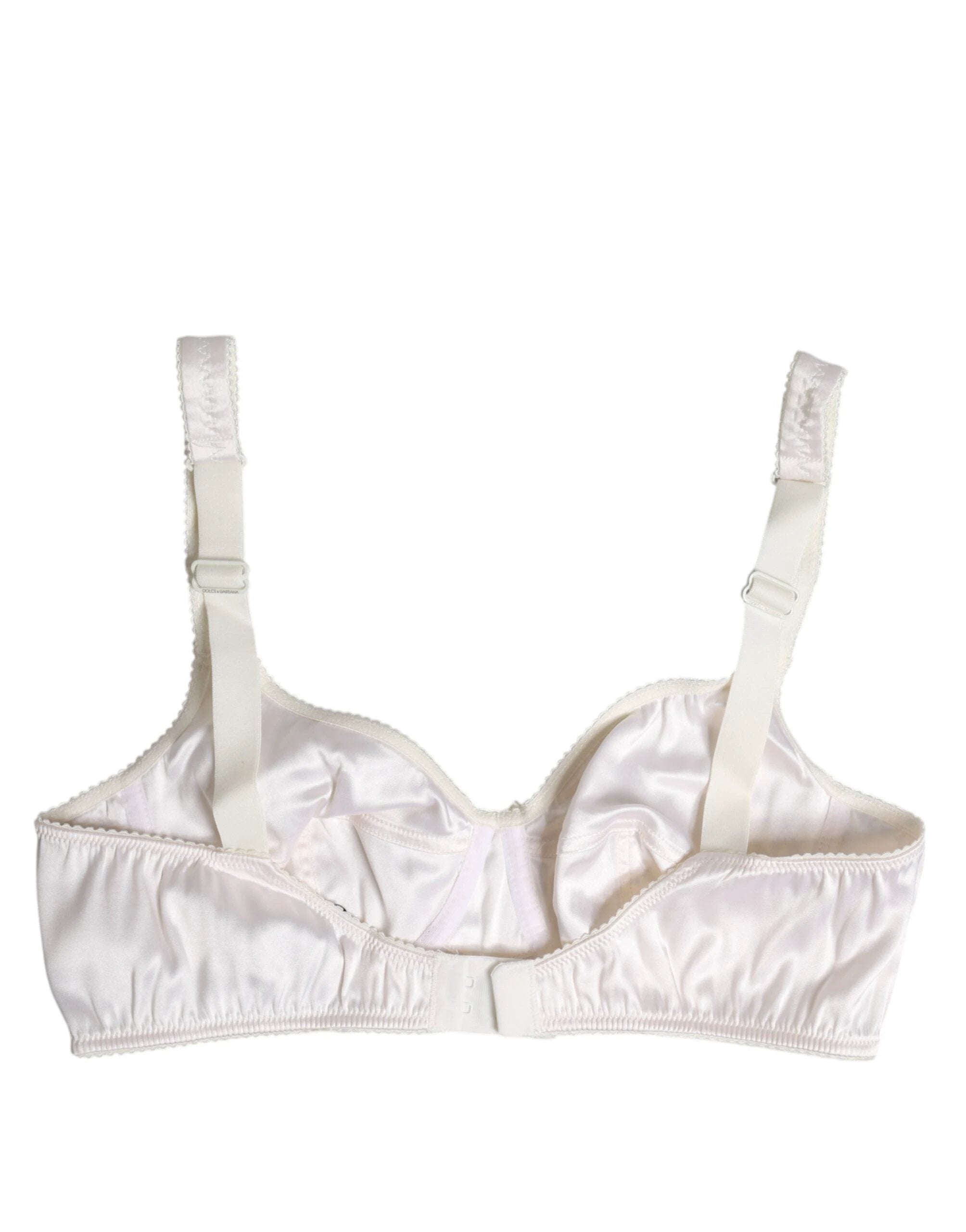 Dolce & Gabbana White Silk Balconette Non Wire Bra Underwear by Dolce & Gabbana
