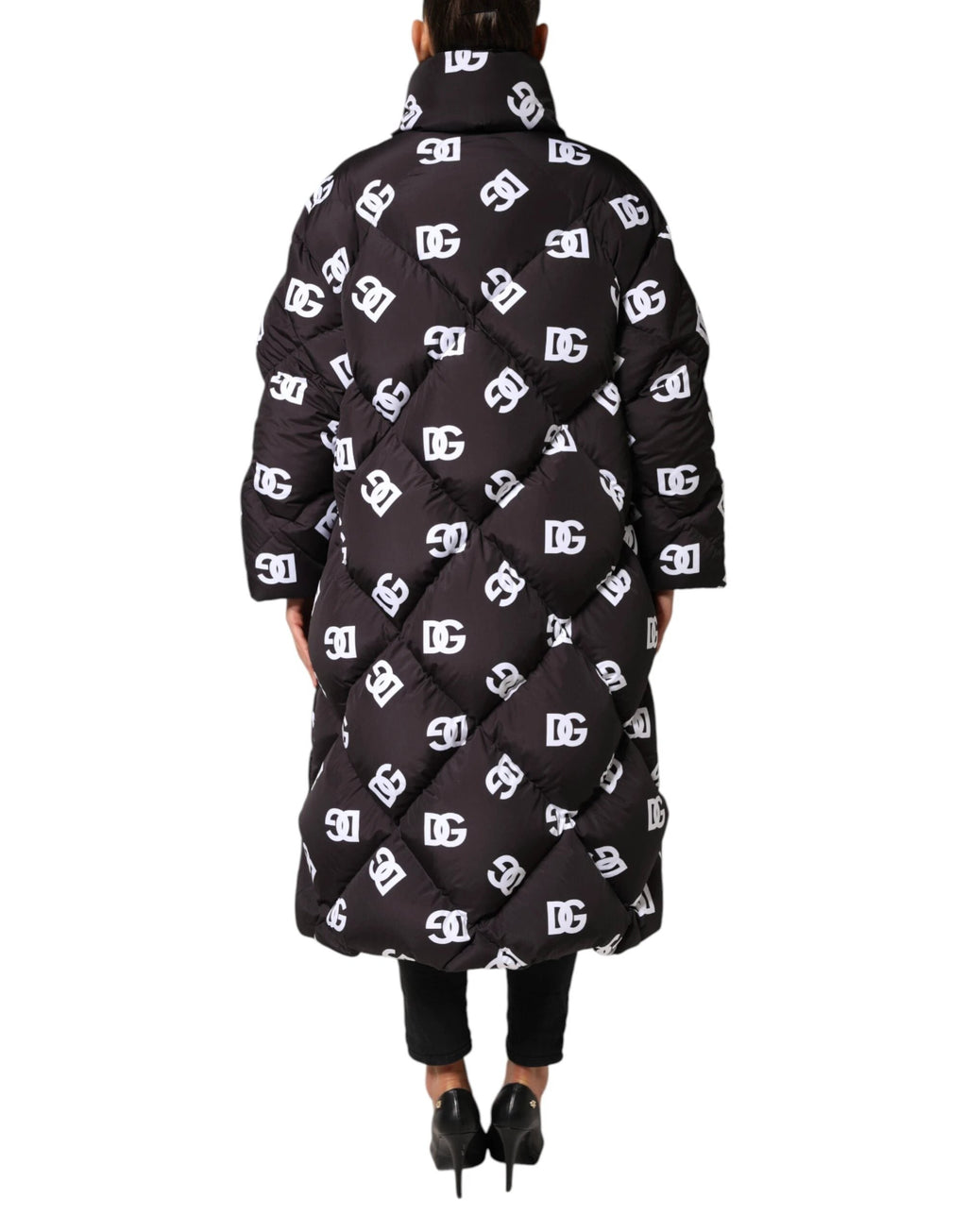 Dolce & Gabbana Black DG Mania Puffer Quilted Long Coat Jacket by Dolce & Gabbana