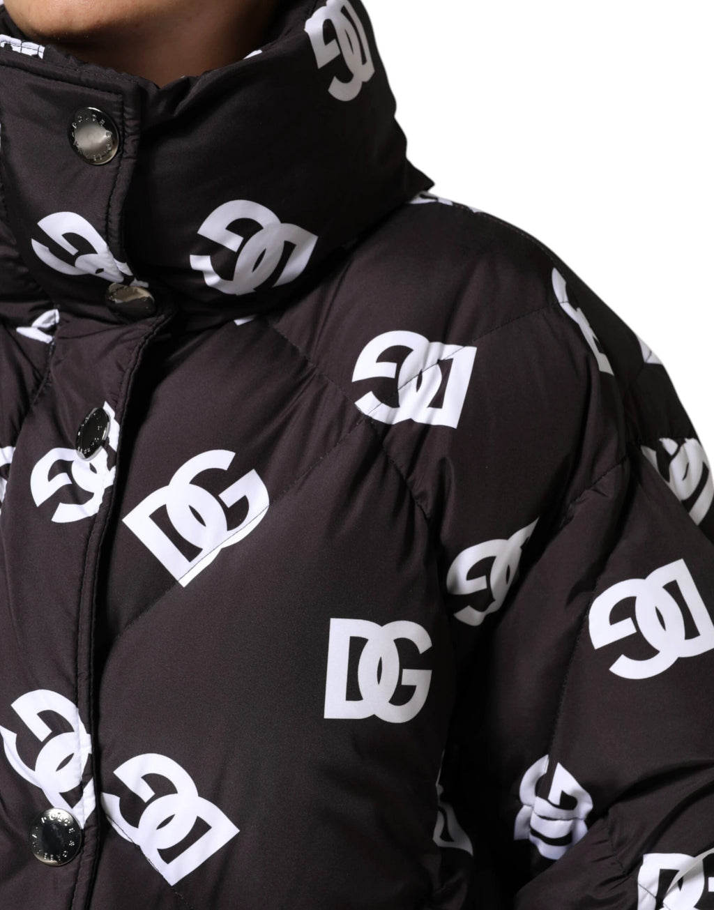 Dolce & Gabbana Black DG Mania Puffer Quilted Long Coat Jacket by Dolce & Gabbana