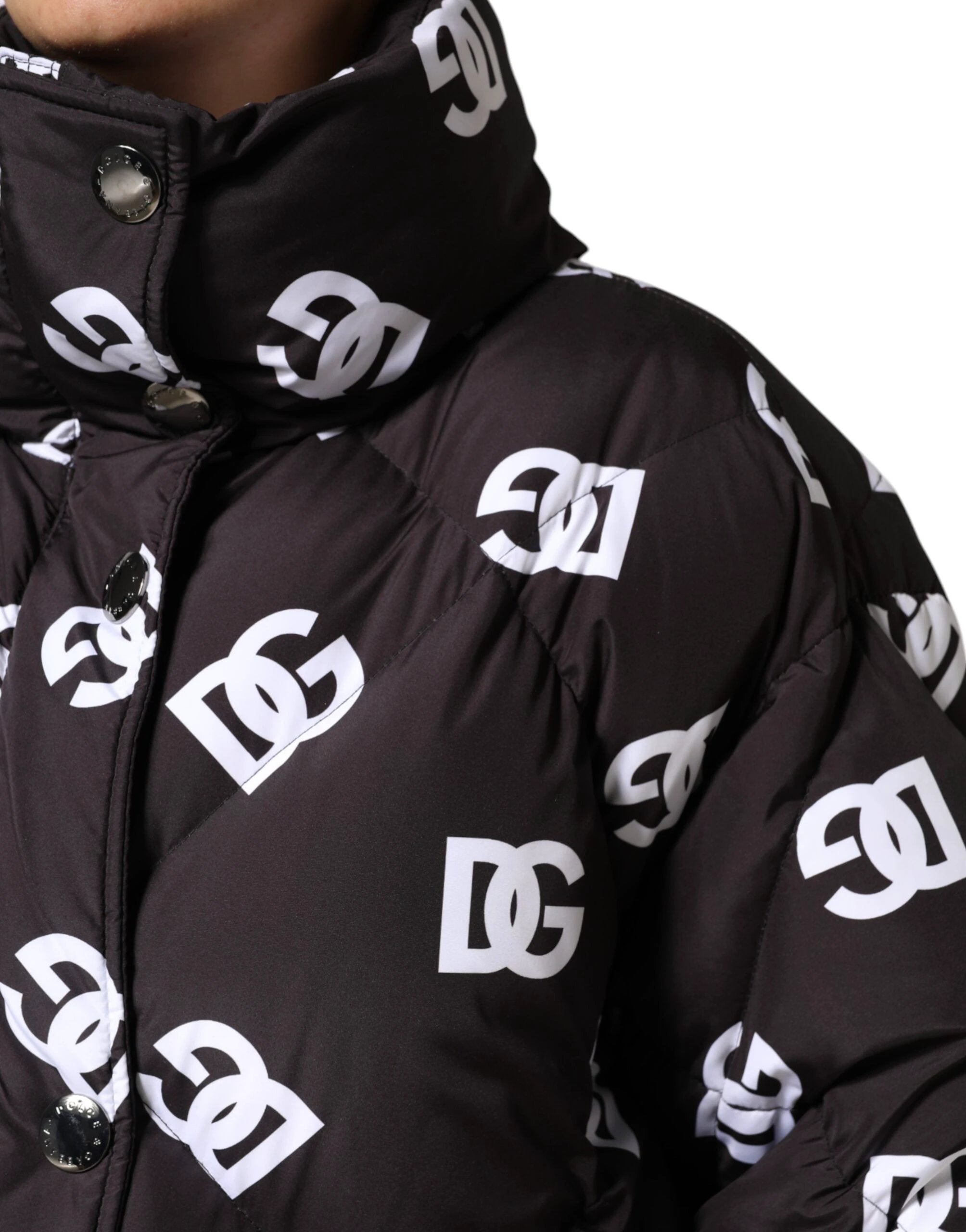Dolce & Gabbana Black DG Mania Puffer Quilted Long Coat Jacket by Dolce & Gabbana