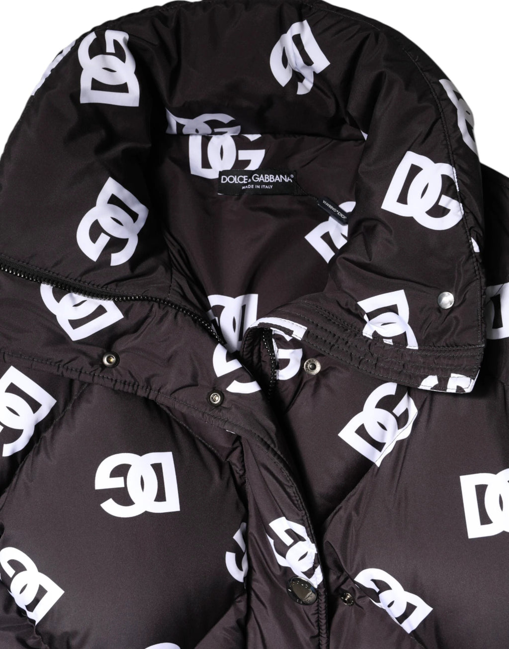 Dolce & Gabbana Black DG Mania Puffer Quilted Long Coat Jacket by Dolce & Gabbana