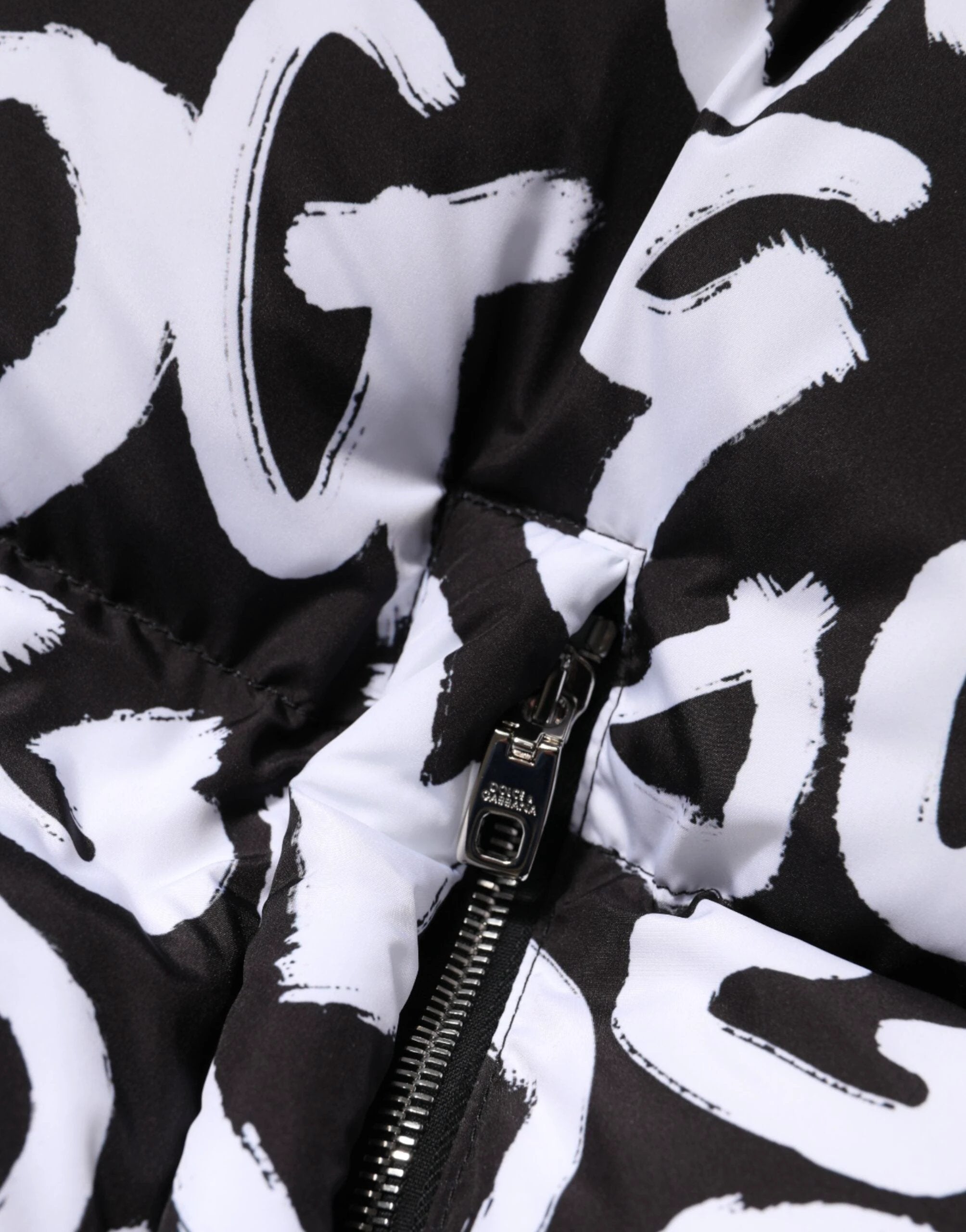 Dolce & Gabbana Black White DG Mania Hooded Long Coat Jacket by Dolce & Gabbana
