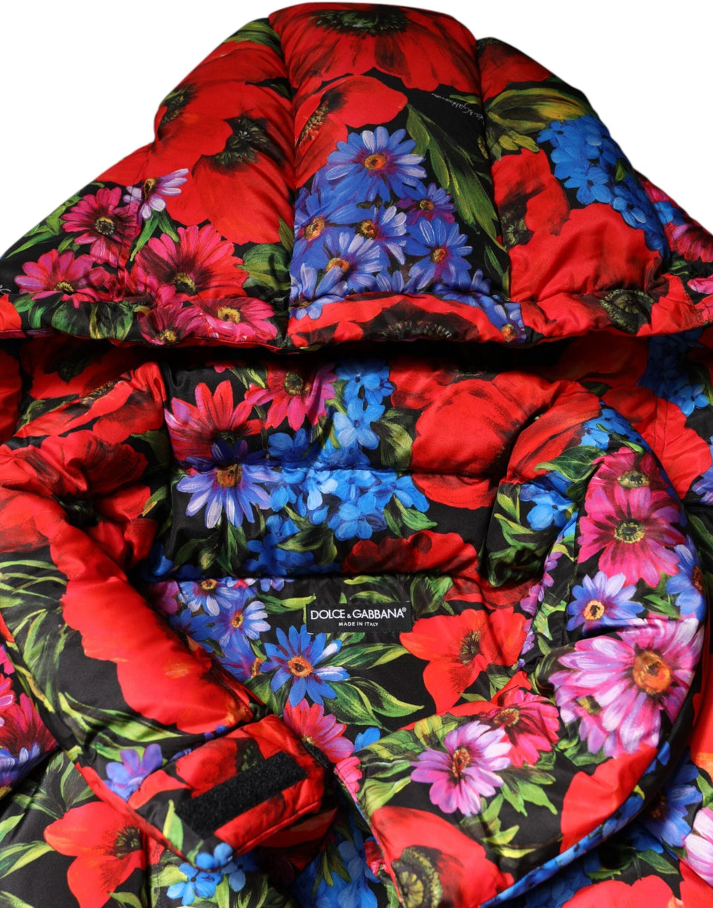 Dolce & Gabbana Multicolor Floral Hooded Puffer Coat Jacket by Dolce & Gabbana