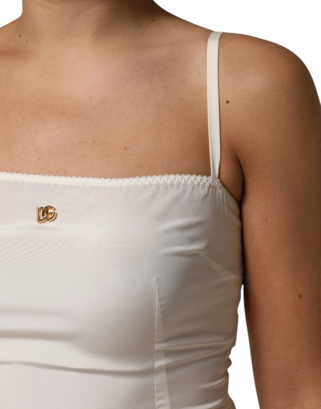 Dolce & Gabbana White Full Slip DG Logo Silk Dress Sleepwear by Dolce & Gabbana