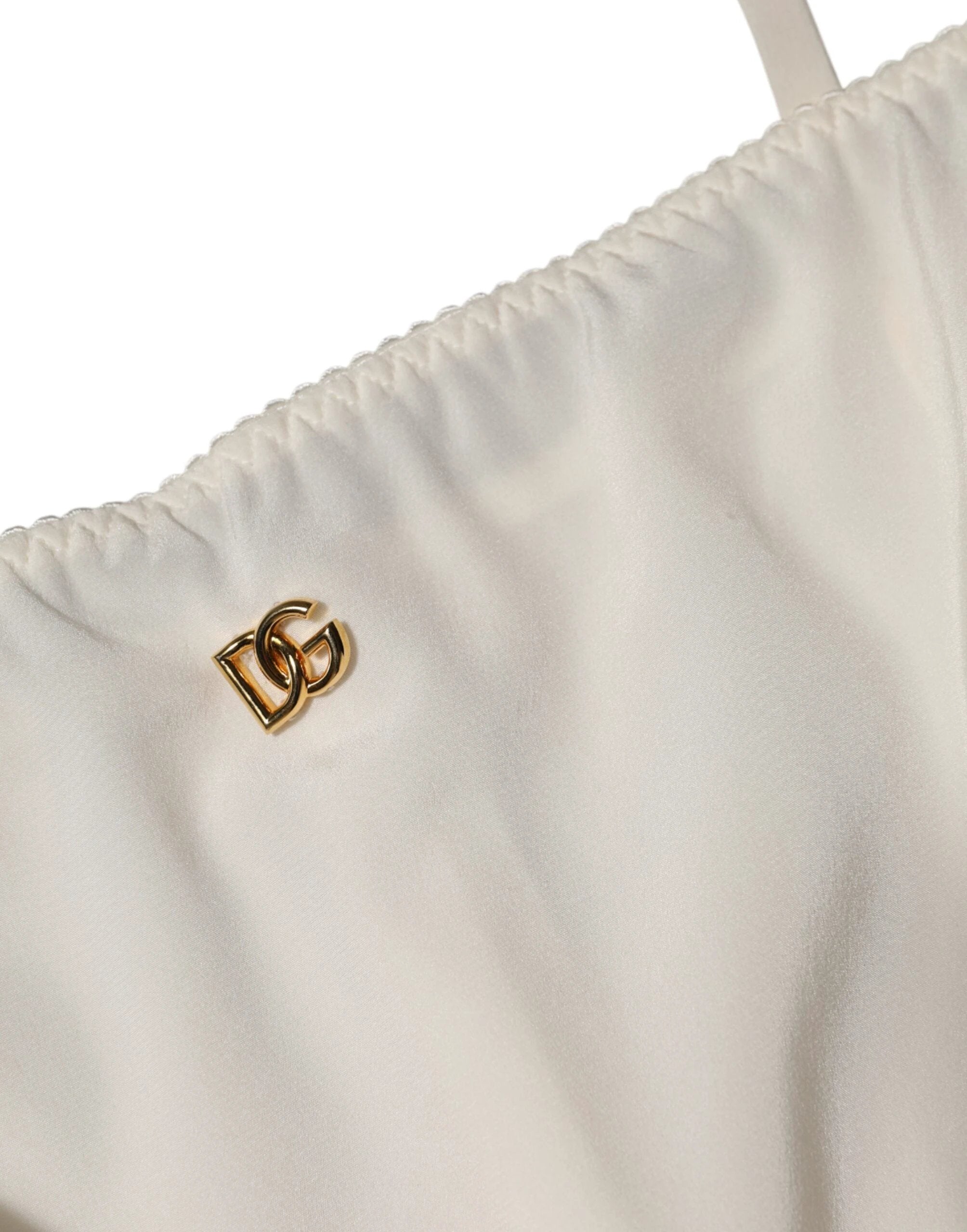 Dolce & Gabbana White Full Slip DG Logo Silk Dress Sleepwear by Dolce & Gabbana