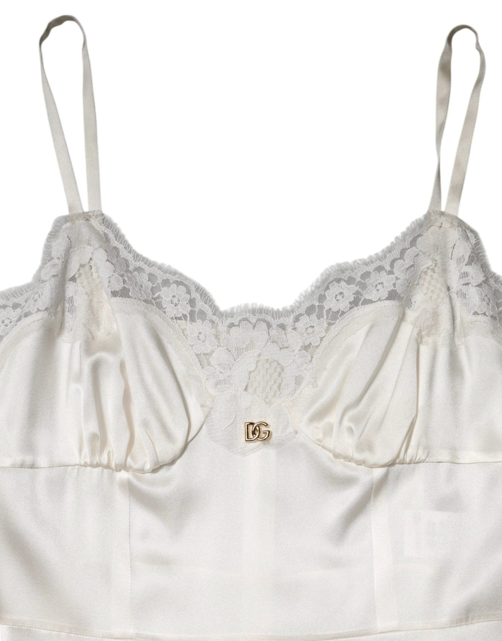 Dolce & Gabbana White Lace DG Logo Silk Dress Sleepwear by Dolce & Gabbana