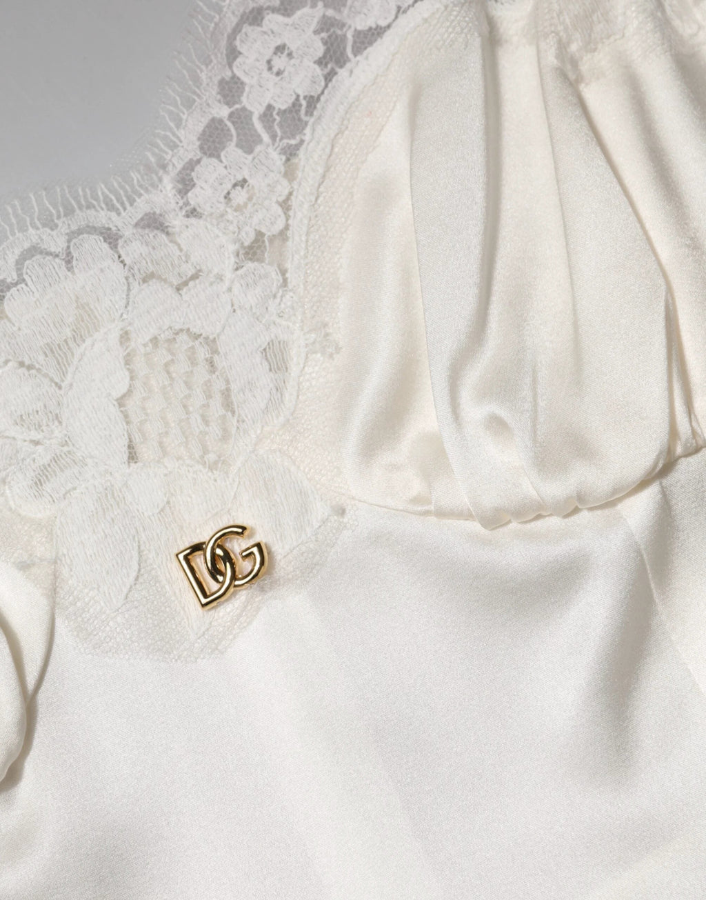 Dolce & Gabbana White Lace DG Logo Silk Dress Sleepwear by Dolce & Gabbana