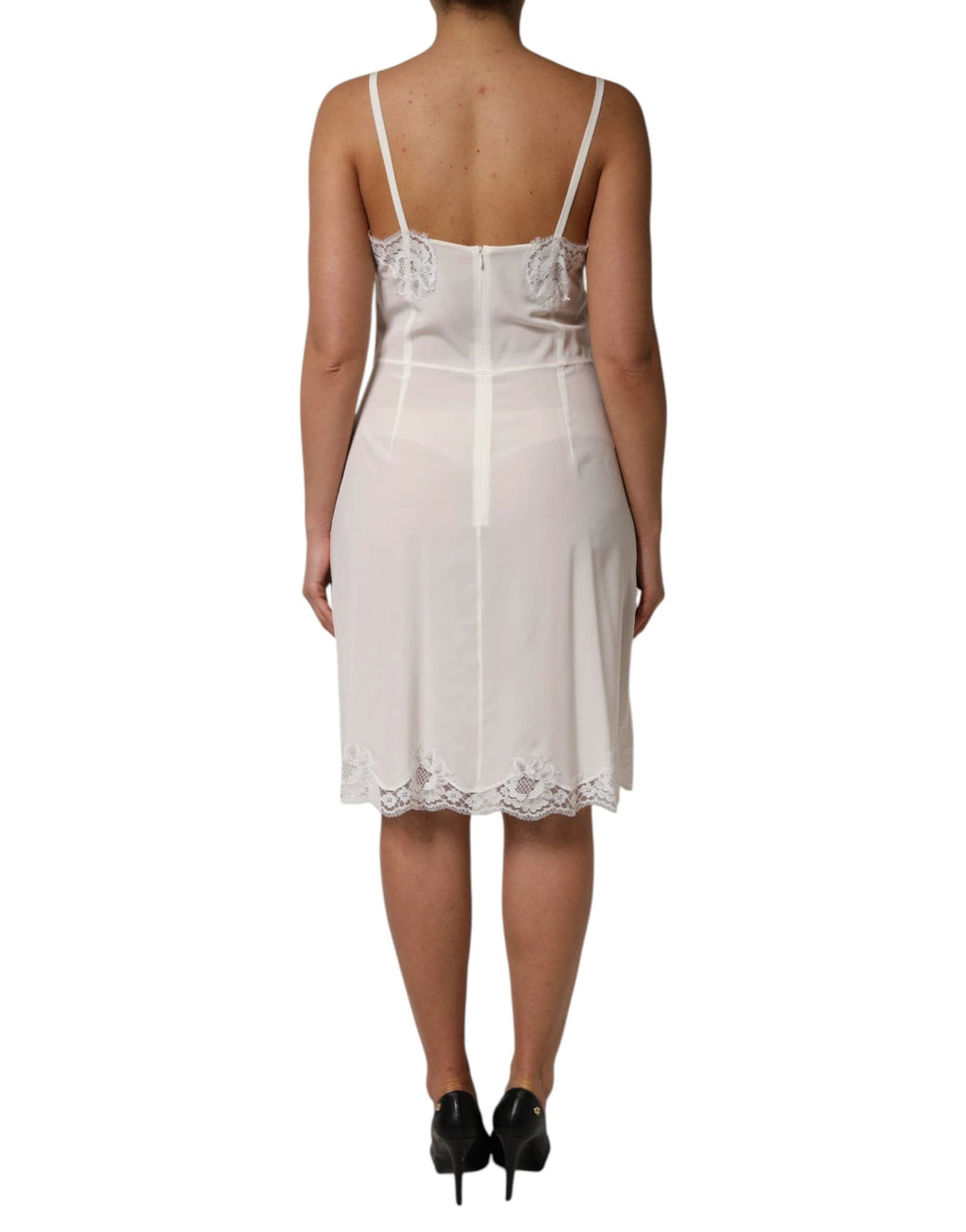 Dolce & Gabbana White Lace Gold DG Logo Silk Dress Sleepwear by Dolce & Gabbana