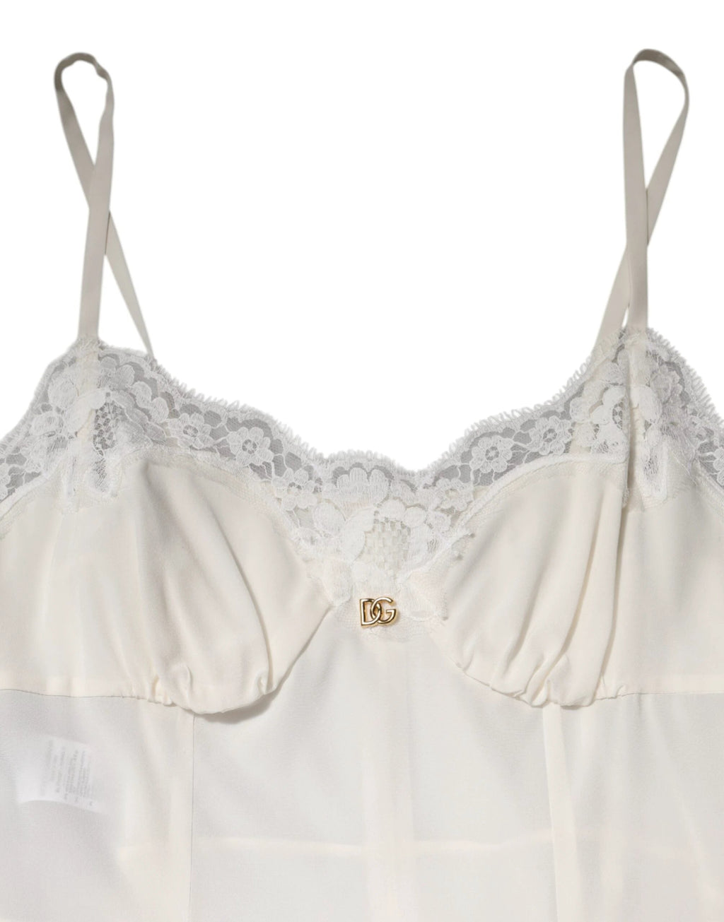 Dolce & Gabbana White Lace Gold DG Logo Silk Dress Sleepwear by Dolce & Gabbana