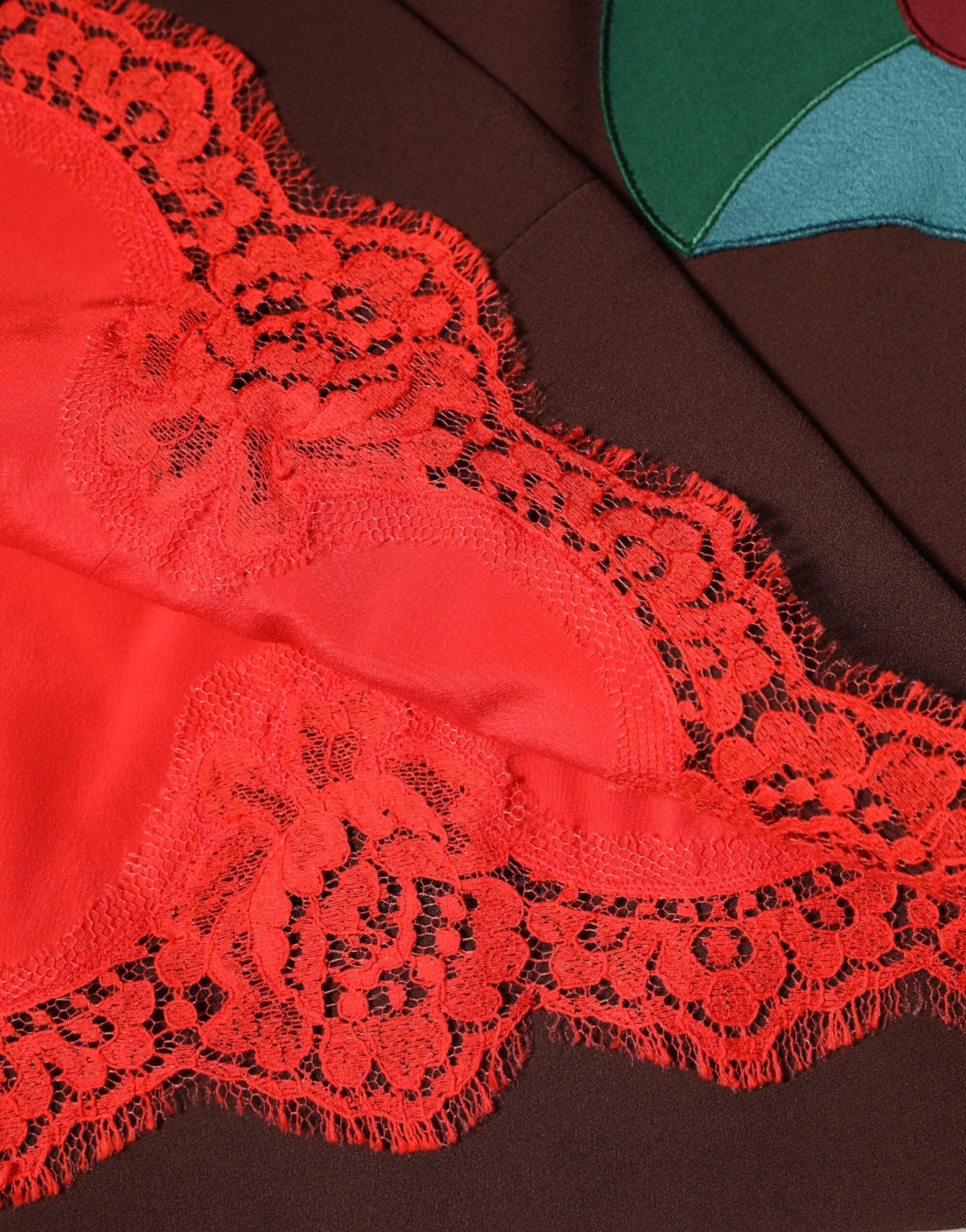 Dolce & Gabbana Brown Floral High Waist Side Slit Skirt by Dolce & Gabbana