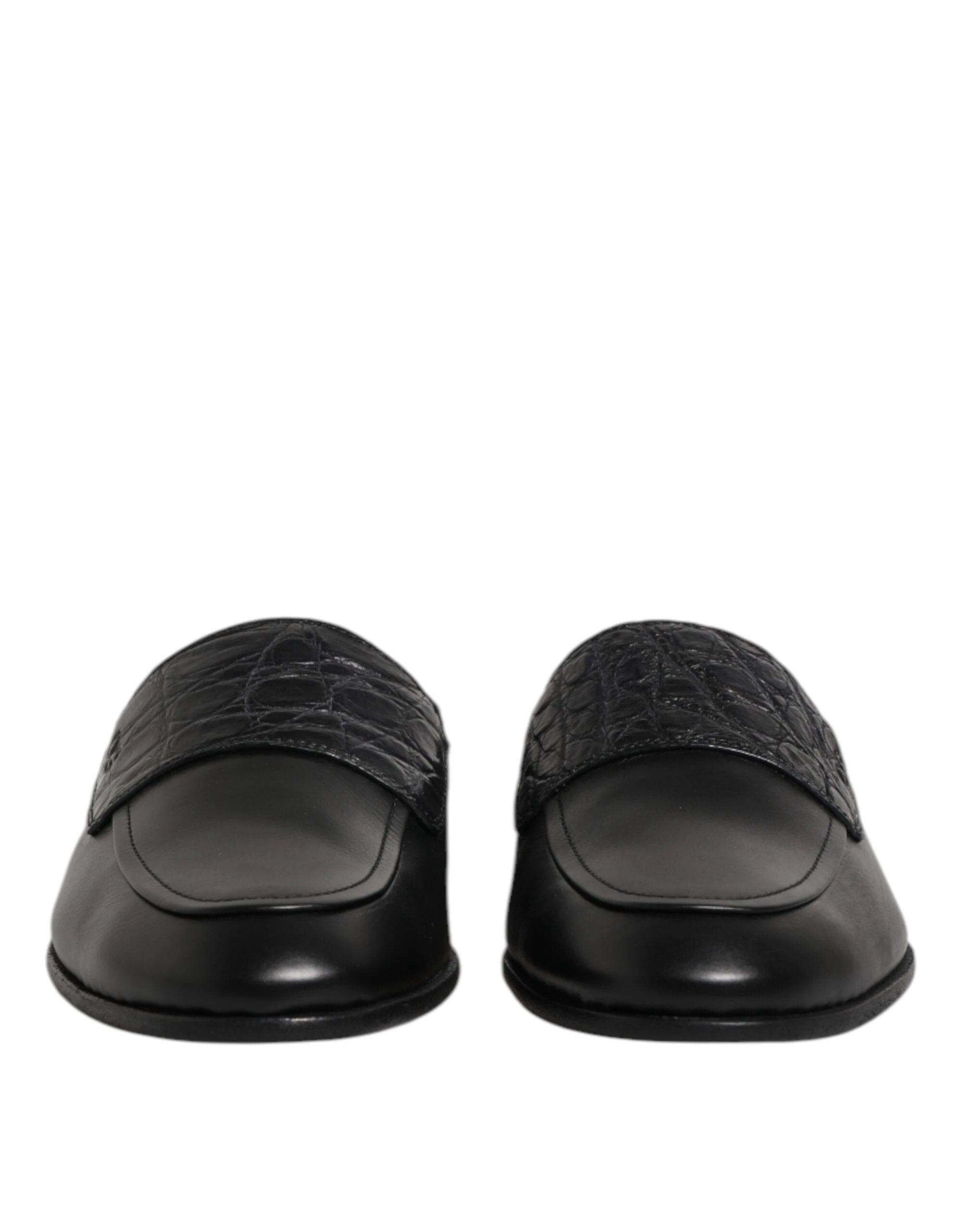 Dolce & Gabbana Black Calfskin Leather Slip On Loafers Shoes by Dolce & Gabbana